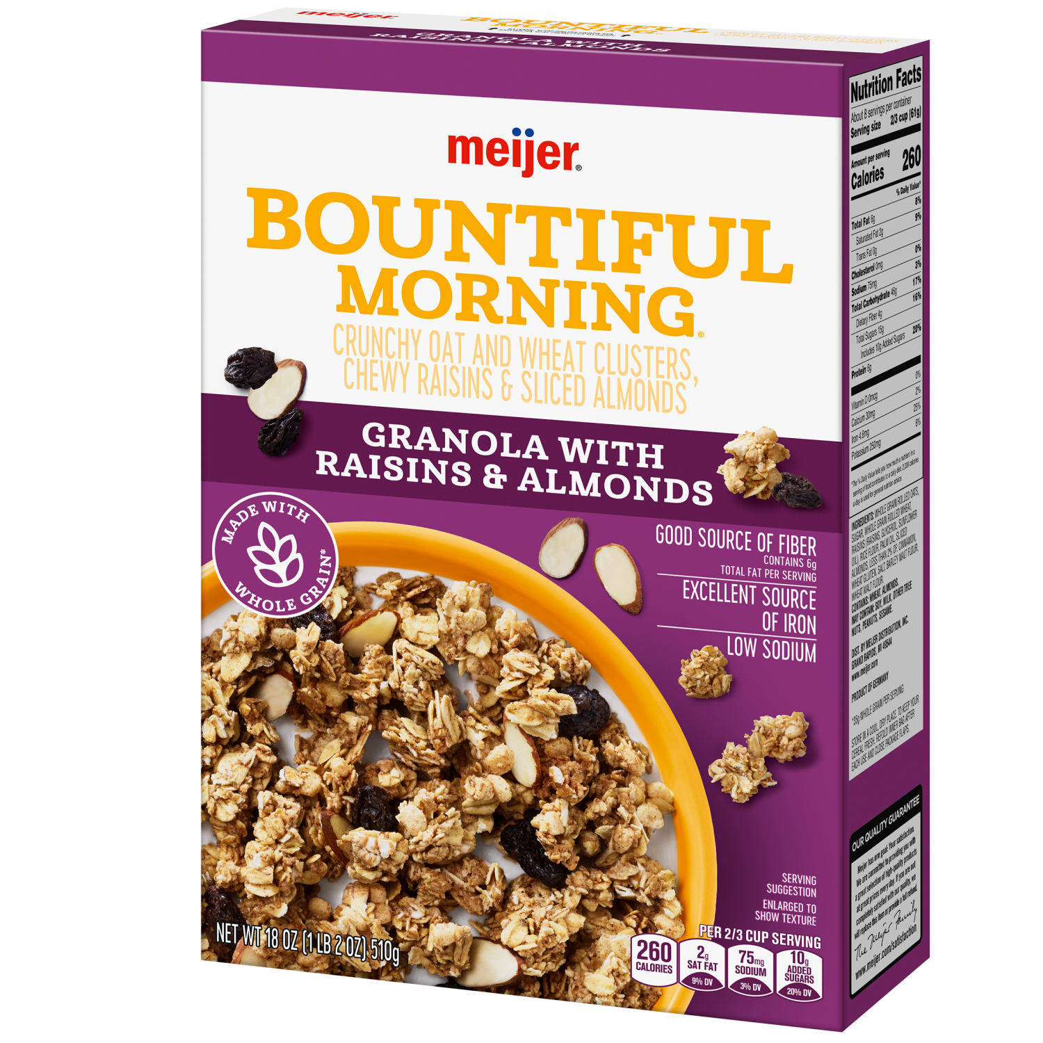 slide 7 of 8, Meijer Fruit & Nut Bountiful Morning Cereal, 18 oz