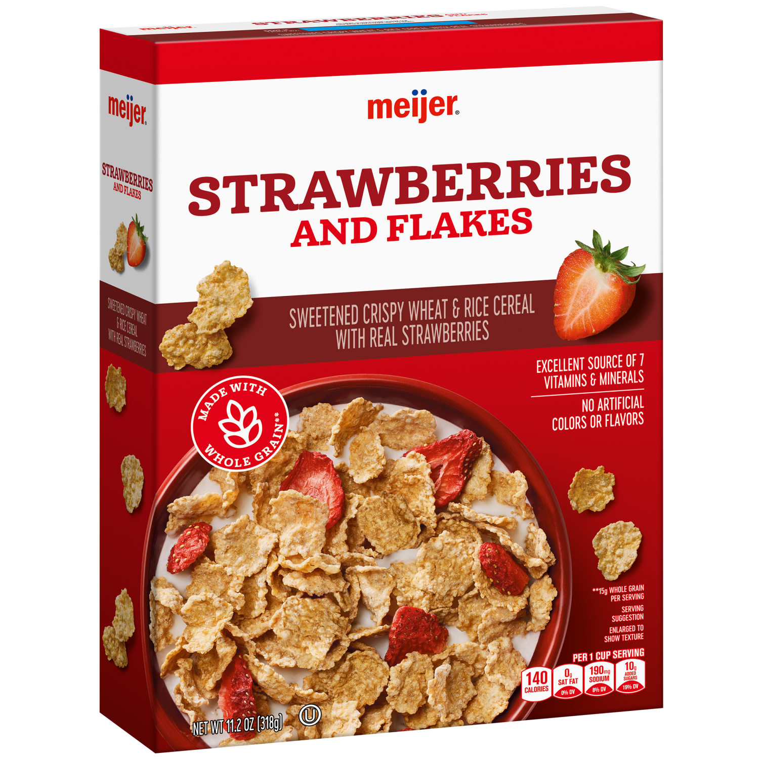 slide 4 of 5, Meijer Rice & Wheat Flakes with Strawberries, 11.2 oz