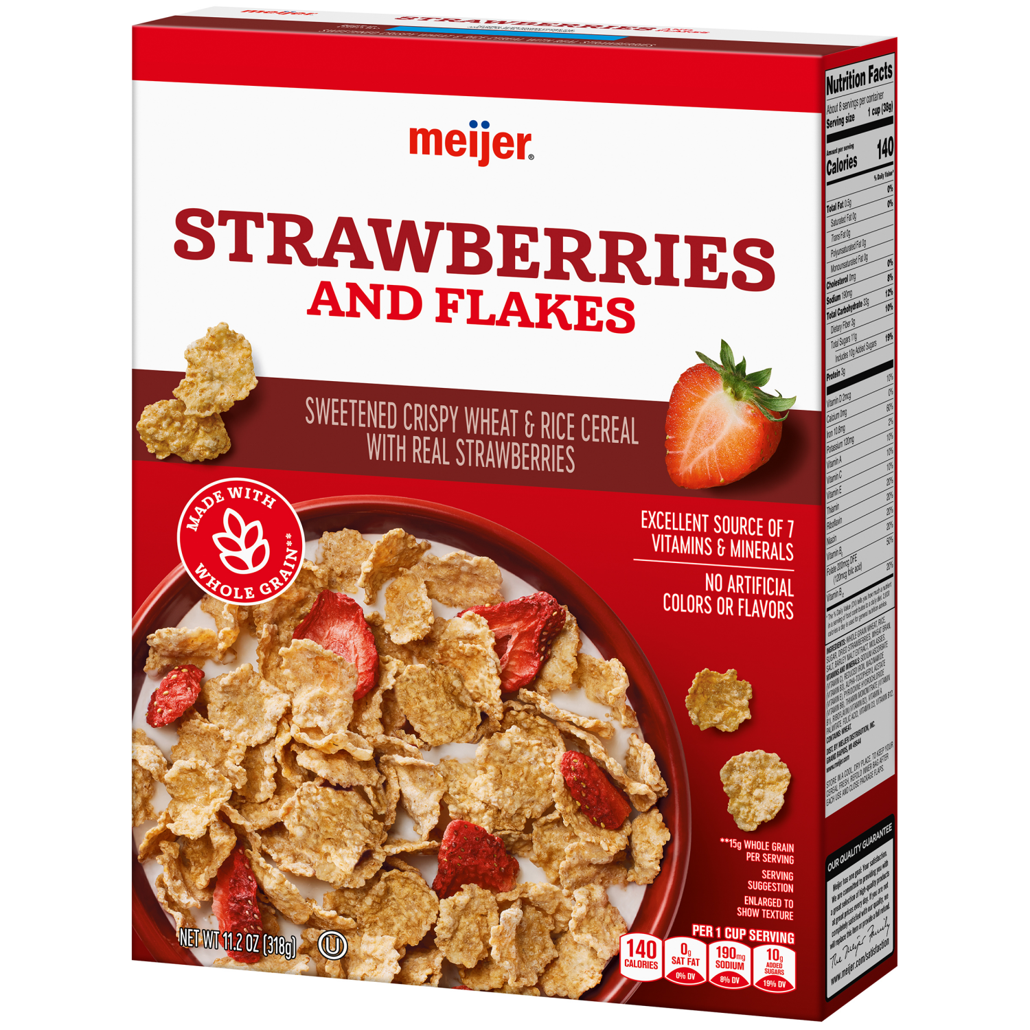 slide 7 of 8, Meijer Rice & Wheat Flakes with Strawberries, 11.2 oz