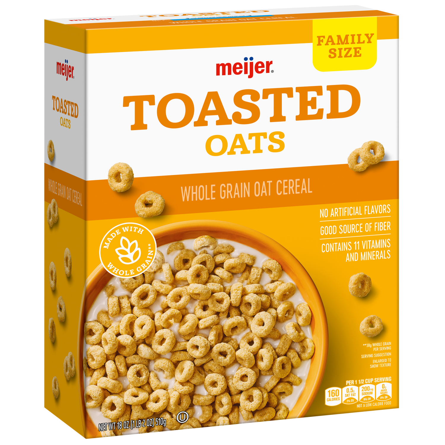 slide 6 of 8, Meijer Toasted Oats Cereal, 18 oz