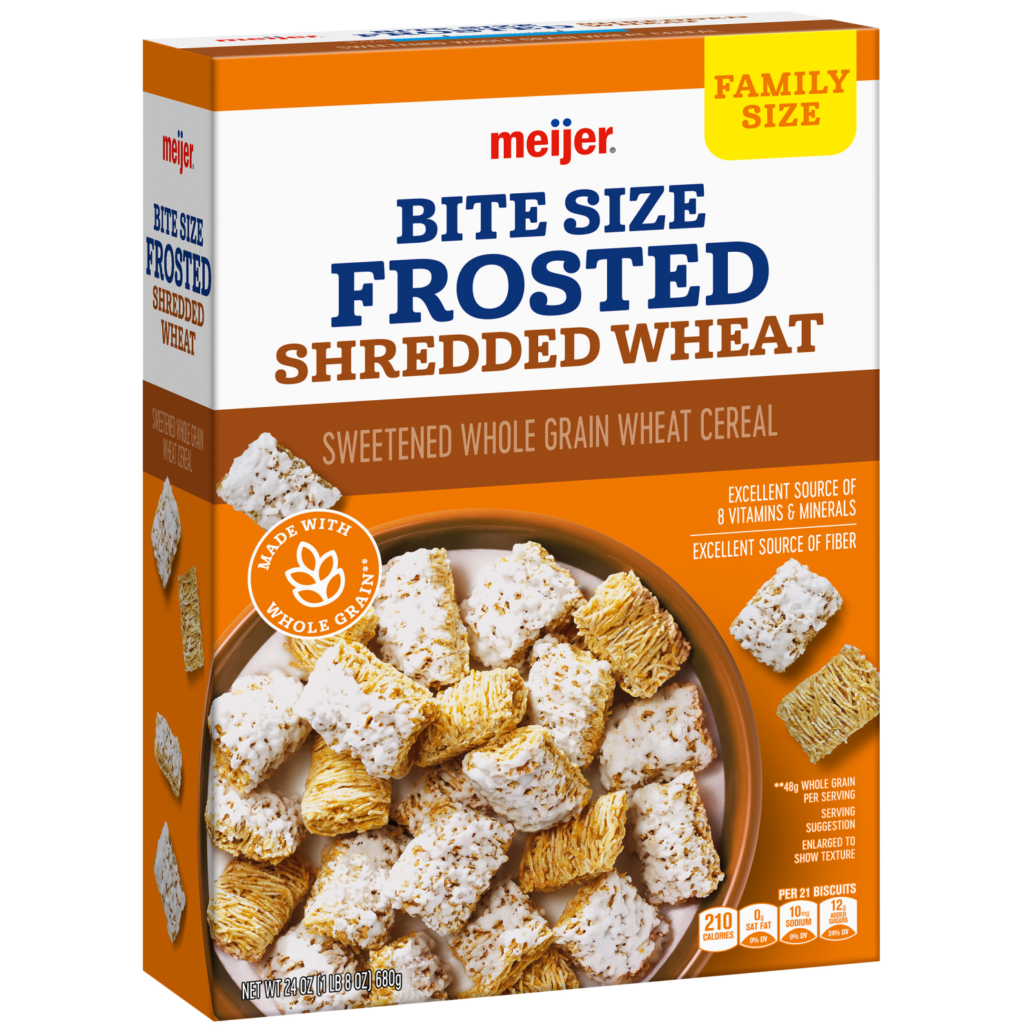 slide 6 of 8, Meijer Bite Size Frosted Shredded Wheat Cereal, 24 oz