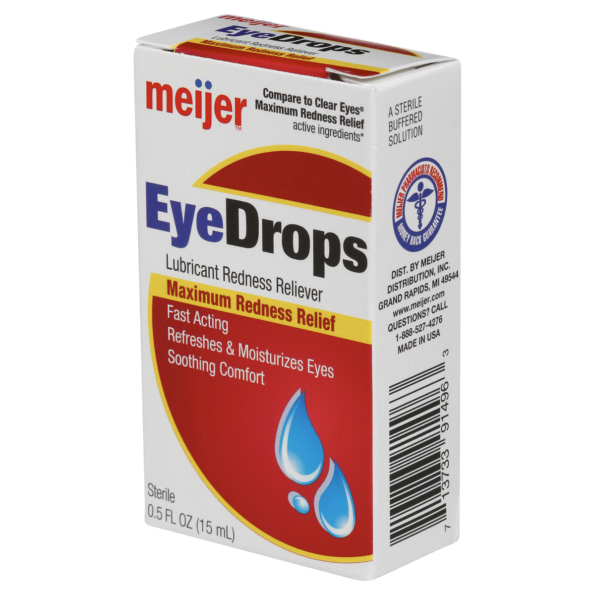 slide 6 of 6, Meijer Eye Drops, Maximum Redness Relief, 0.5 oz