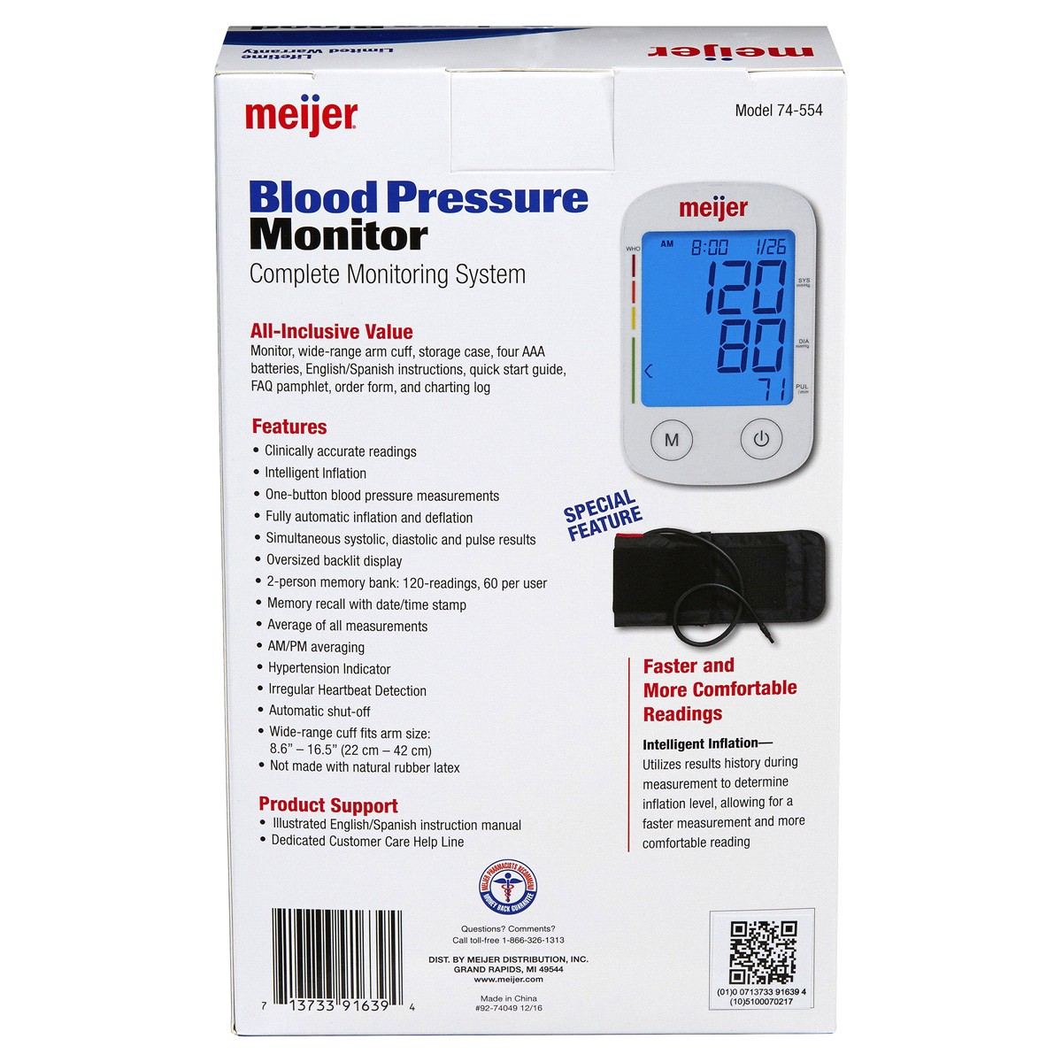 slide 4 of 4, Meijer Blood Pressure Monitor Complete Monitoring System, 1 ct