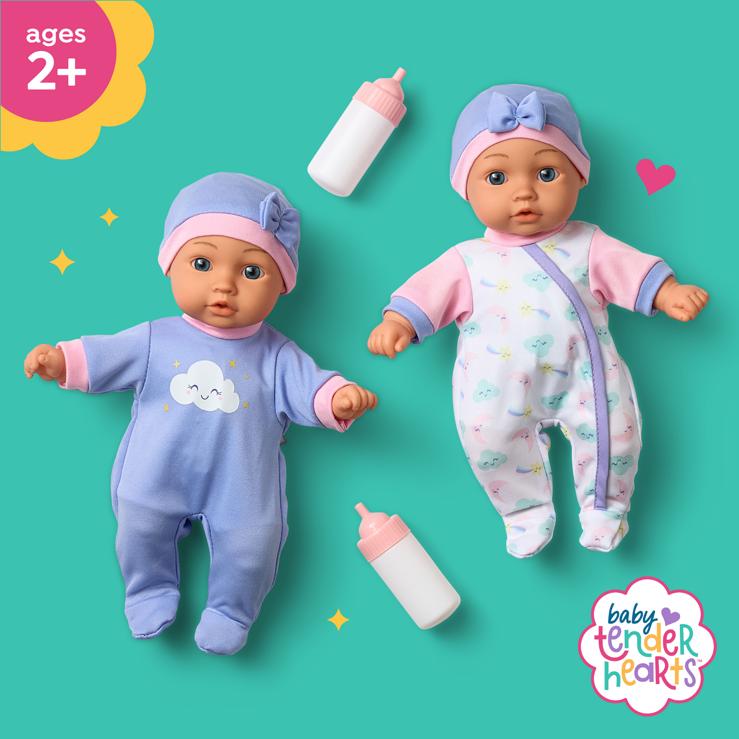 slide 3 of 3, Baby Tender Hearts Happy Twins Baby Doll, 12 in, 2 ct, 2 ct