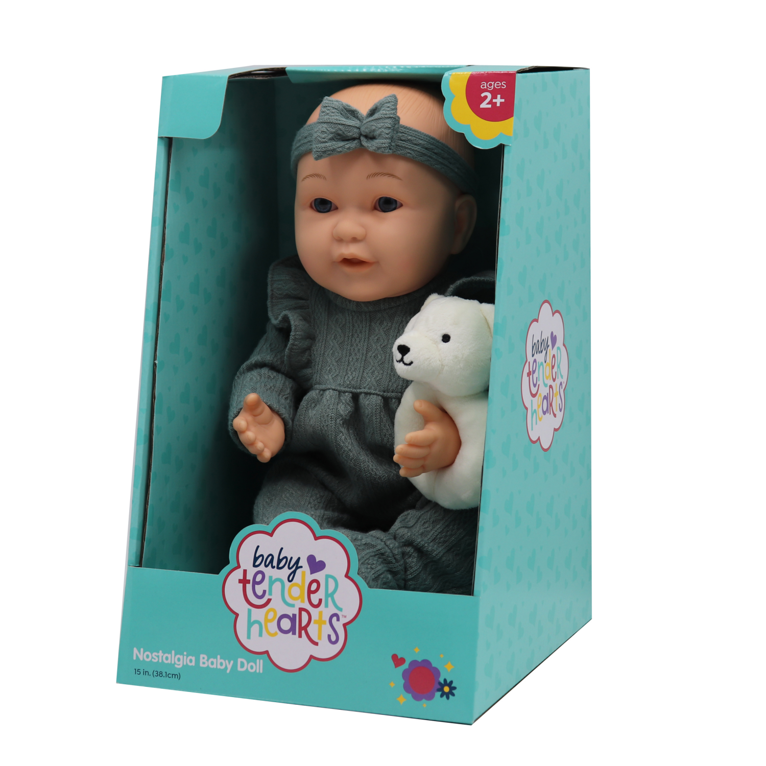 slide 3 of 8, Baby Tender Hearts 14 Inch Baby Doll W Plush Rattle, 7.75 inx12 in