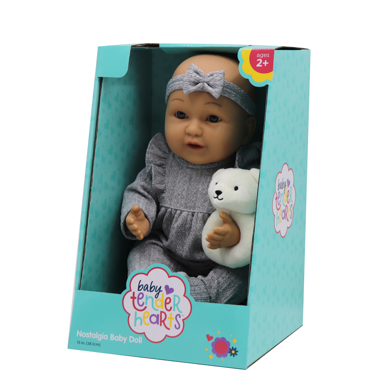 slide 7 of 8, Baby Tender Hearts 14 Inch Baby Doll W Plush Rattle, 7.75 inx12 in