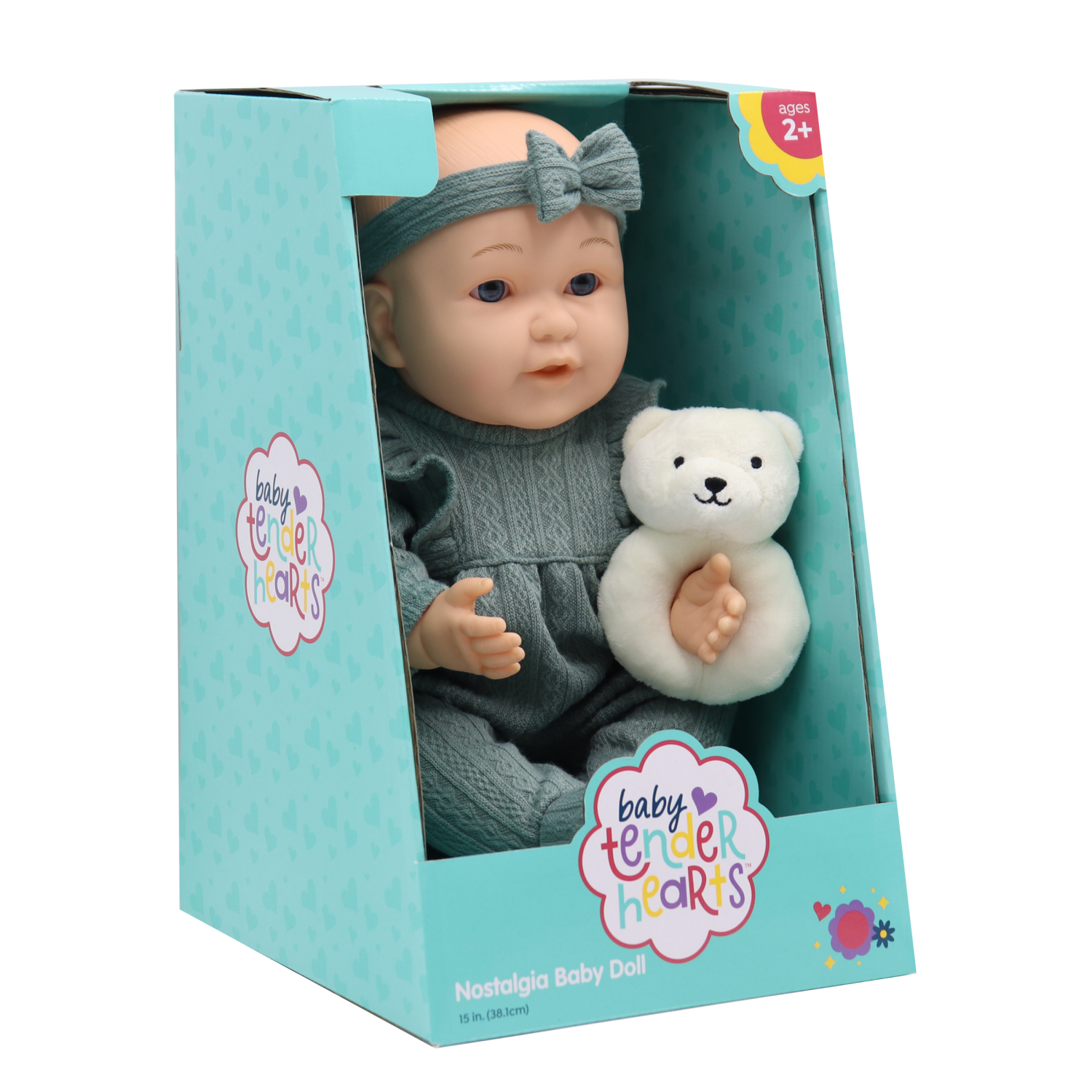 slide 8 of 8, Baby Tender Hearts 14 Inch Baby Doll W Plush Rattle, 7.75 inx12 in