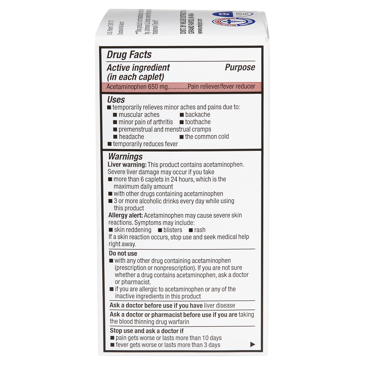 slide 2 of 3, Meijer 8 Hour Pain Relief Acetaminophen Extended-Release Caplets, 650mg, 100 ct