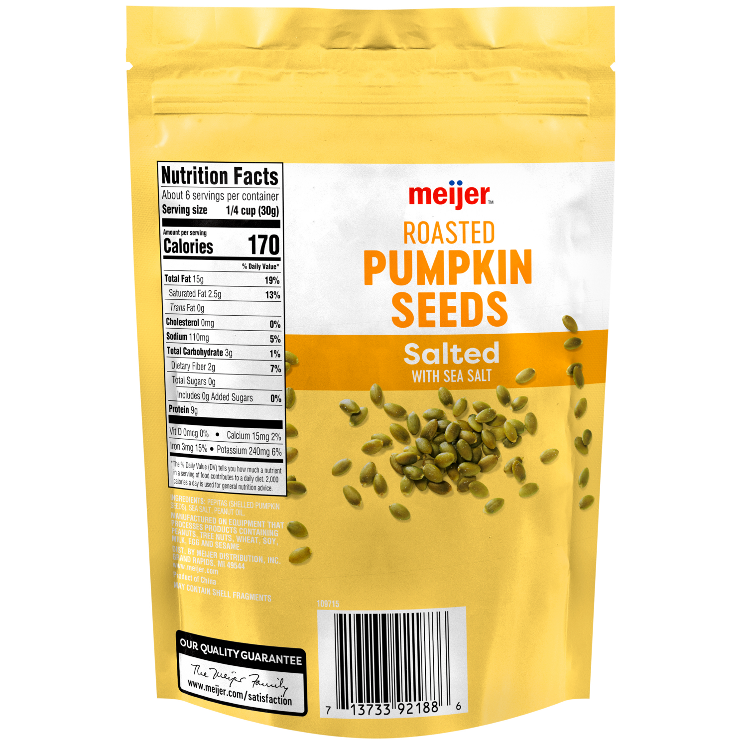 slide 2 of 2, Meijer Salted Roasted Pumpkin Seeds, 6 oz