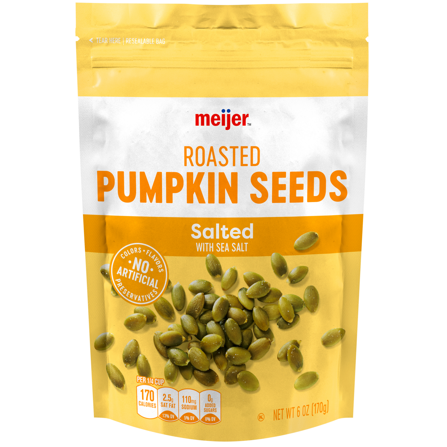 slide 1 of 2, Meijer Salted Roasted Pumpkin Seeds, 6 oz
