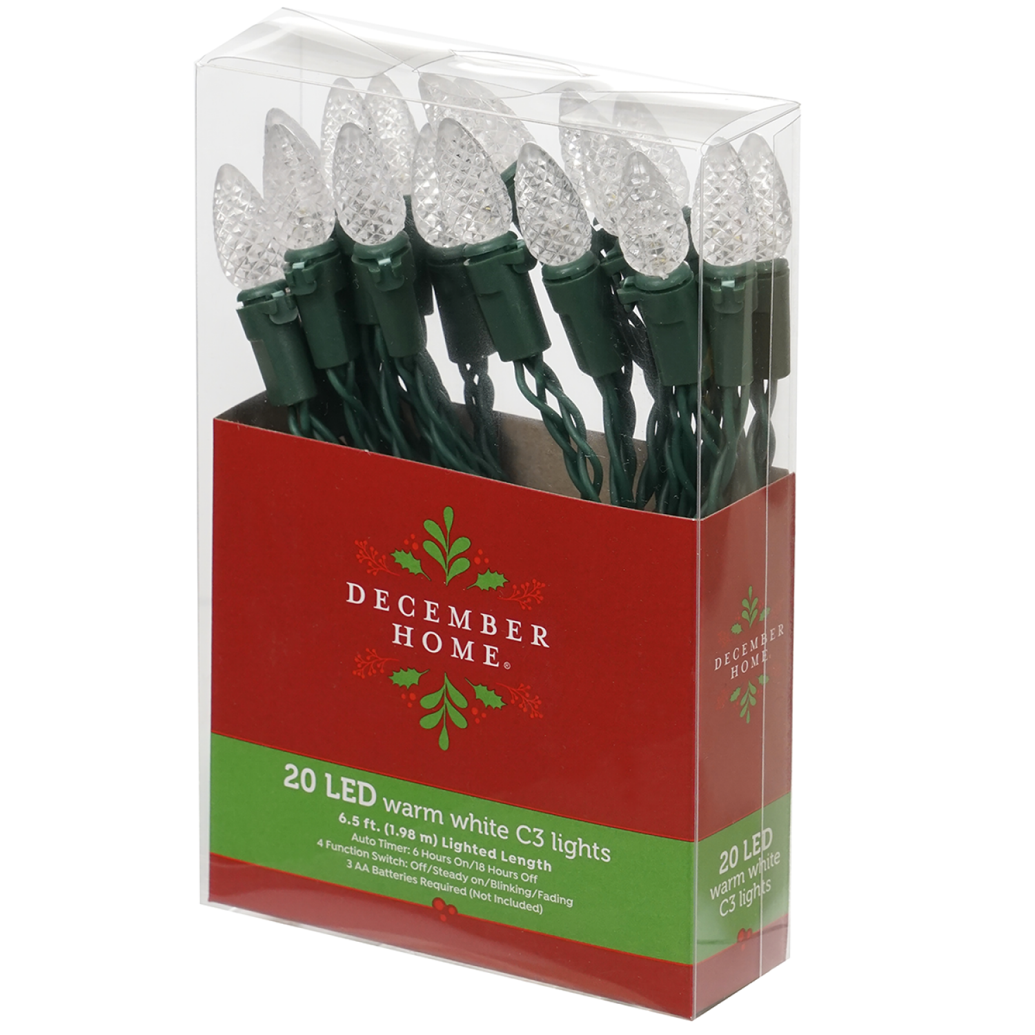 slide 5 of 6, December Home Battery Operated Lights, 20 ct