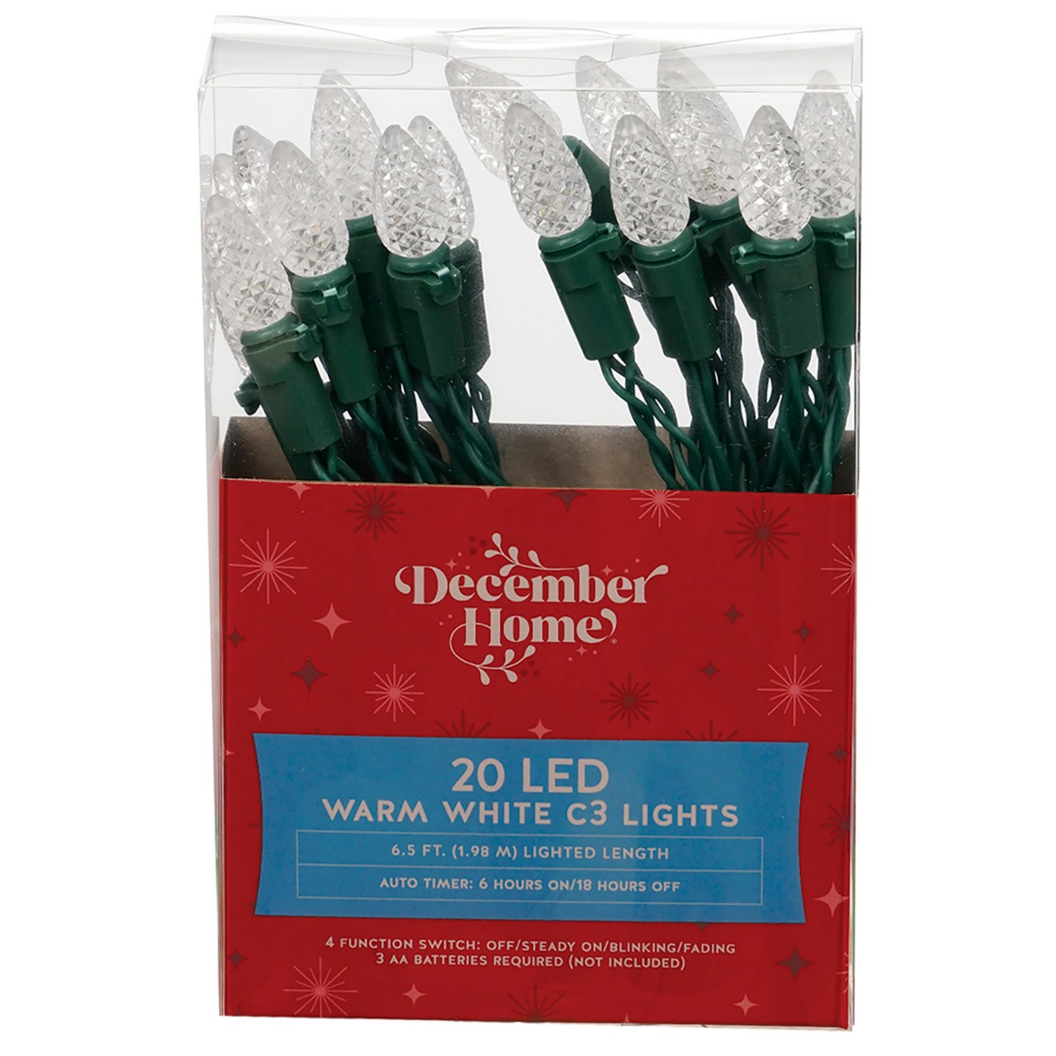 slide 2 of 6, December Home Battery Operated Lights, 20 ct