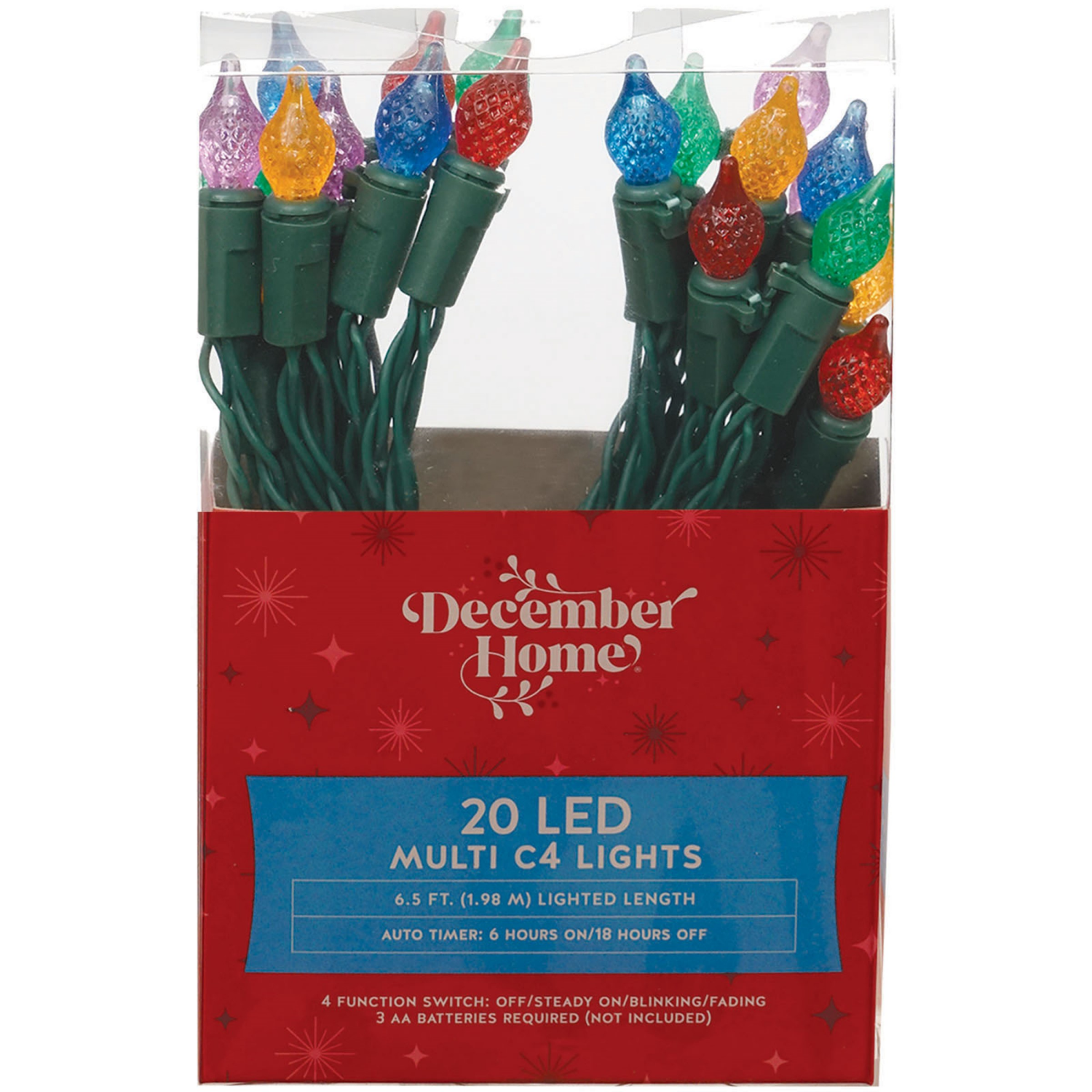 slide 3 of 6, December Home Battery Operated Lights, 20 ct