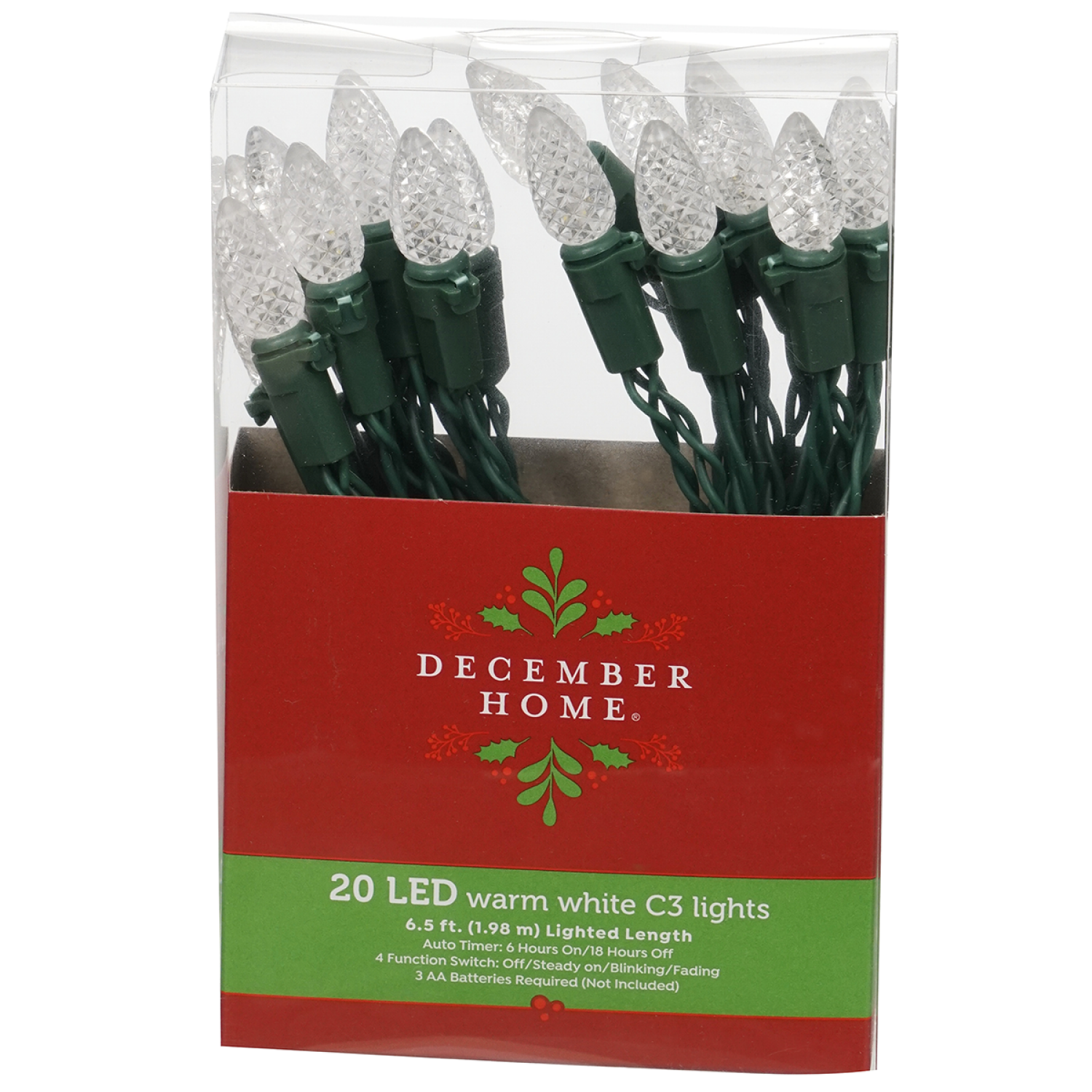 slide 1 of 6, December Home Battery Operated Lights, 20 ct