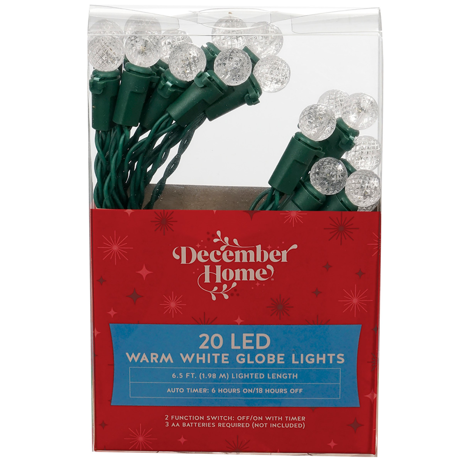 slide 2 of 6, December Home Battery Operated Globe Lights, 20 ct