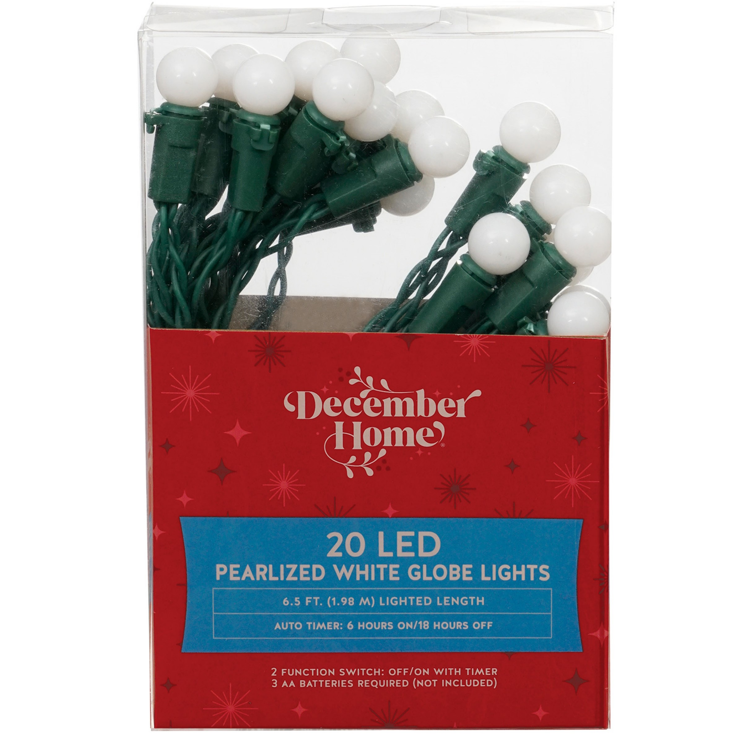 slide 3 of 6, December Home Battery Operated Globe Lights, 20 ct