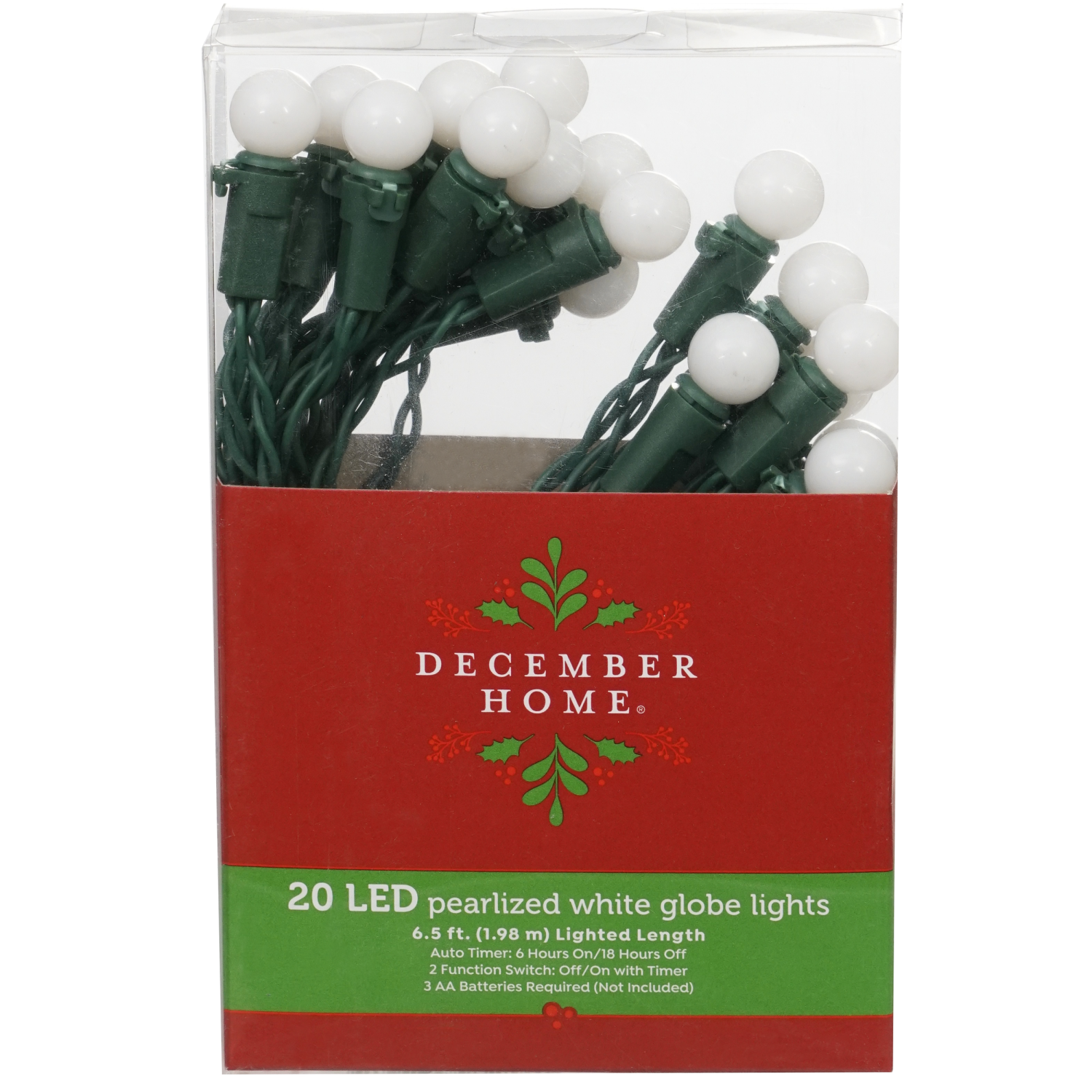 slide 1 of 6, December Home Battery Operated Globe Lights, 20 ct