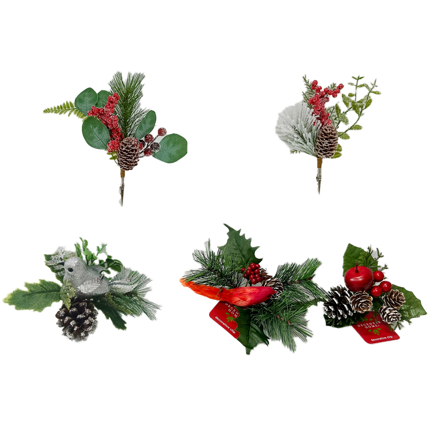 slide 2 of 2, December Home Clips Cardinal/Apple, 2 ct