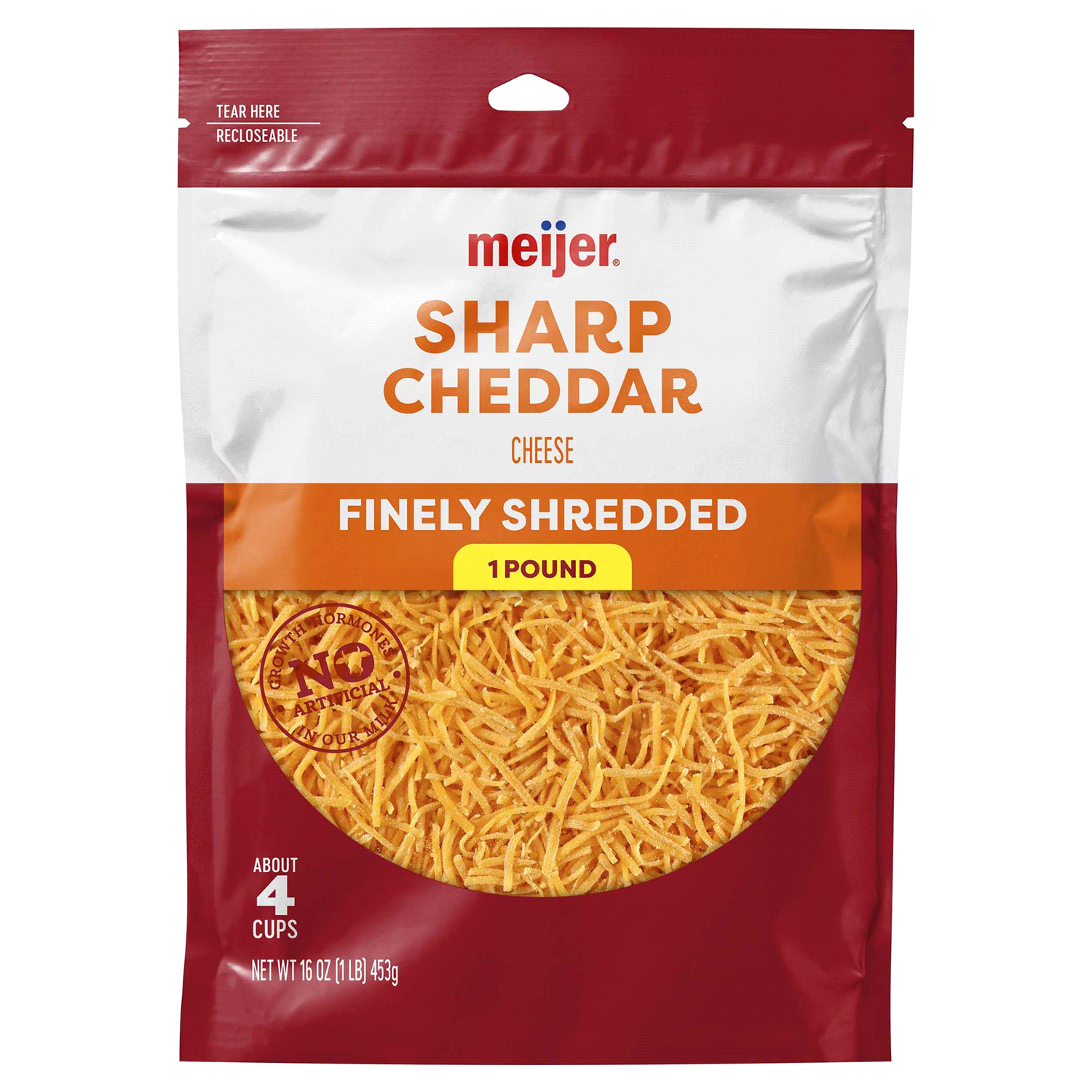 slide 1 of 2, Meijer Finely Shredded Sharp Cheddar Cheese, 16 oz