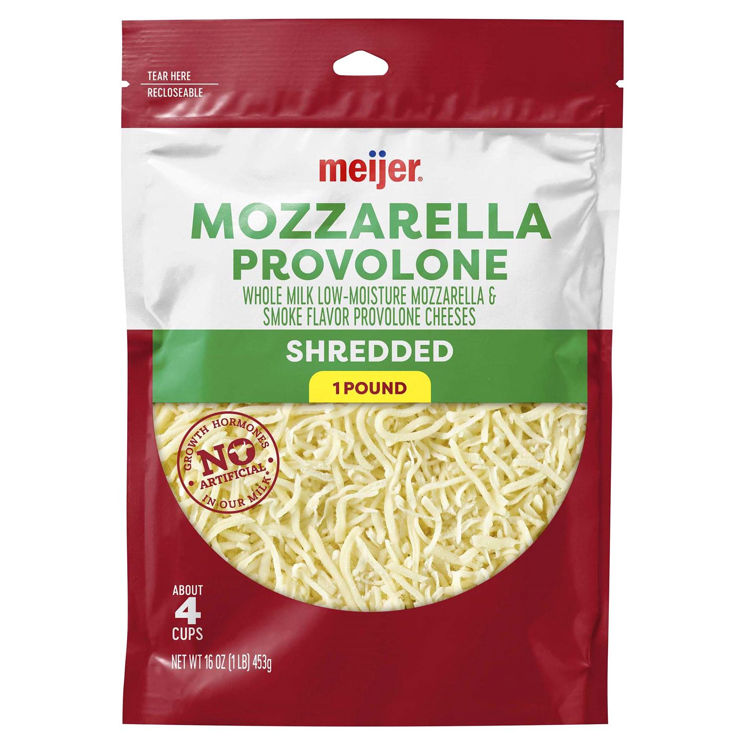 slide 1 of 2, Meijer Shredded Mozzarella & Provolone Cheese - 16 oz, 16 oz