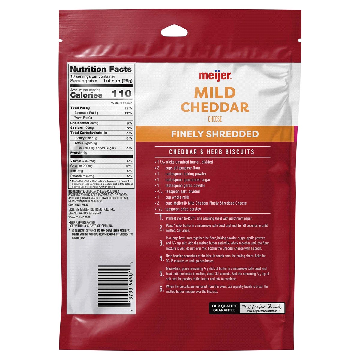 slide 2 of 2, Meijer Finely Shredded Mild Cheddar Cheese, 16 oz