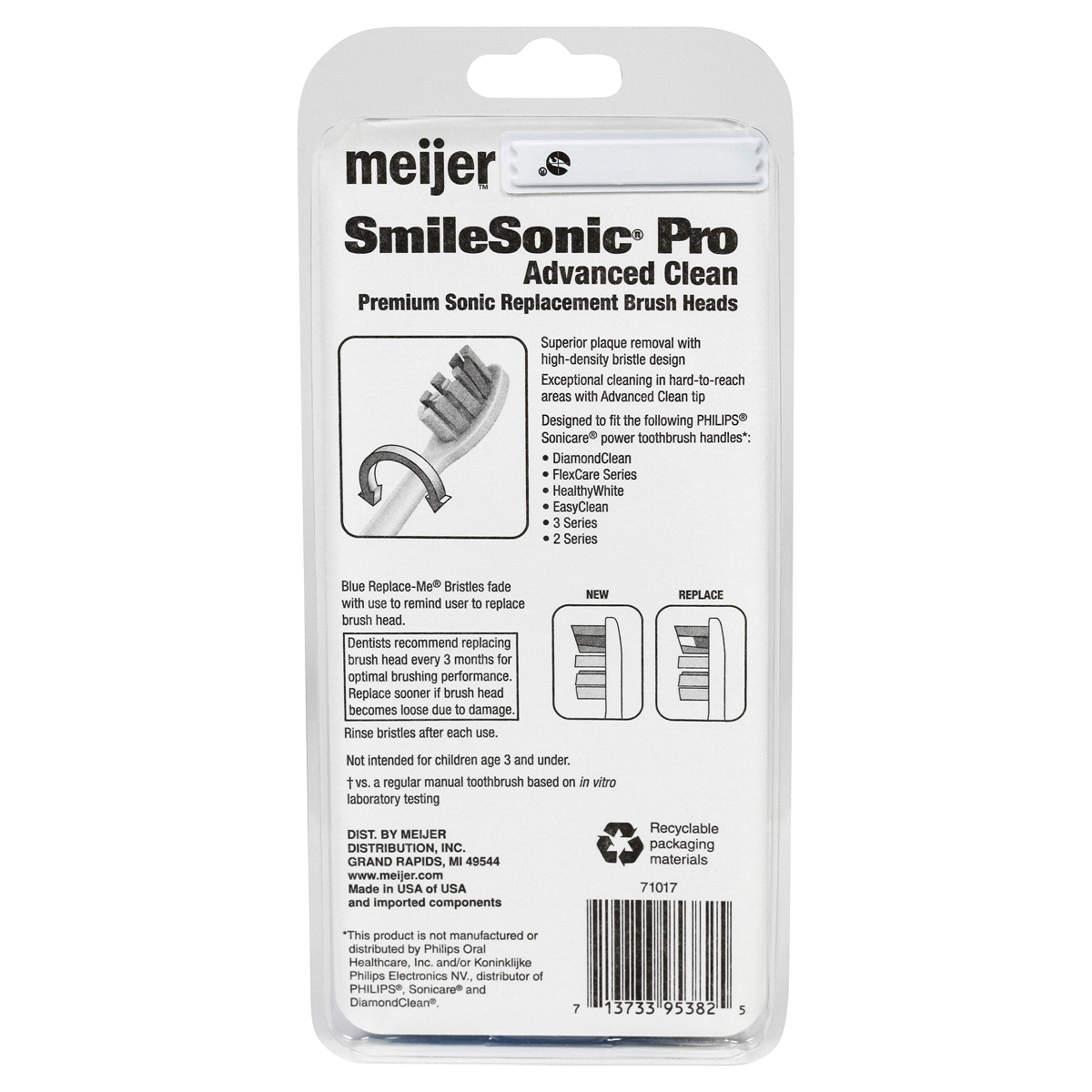 slide 2 of 2, Meijer Smile Sonic Pro Advanced Clean Replacement Brush Heads, 3 ct