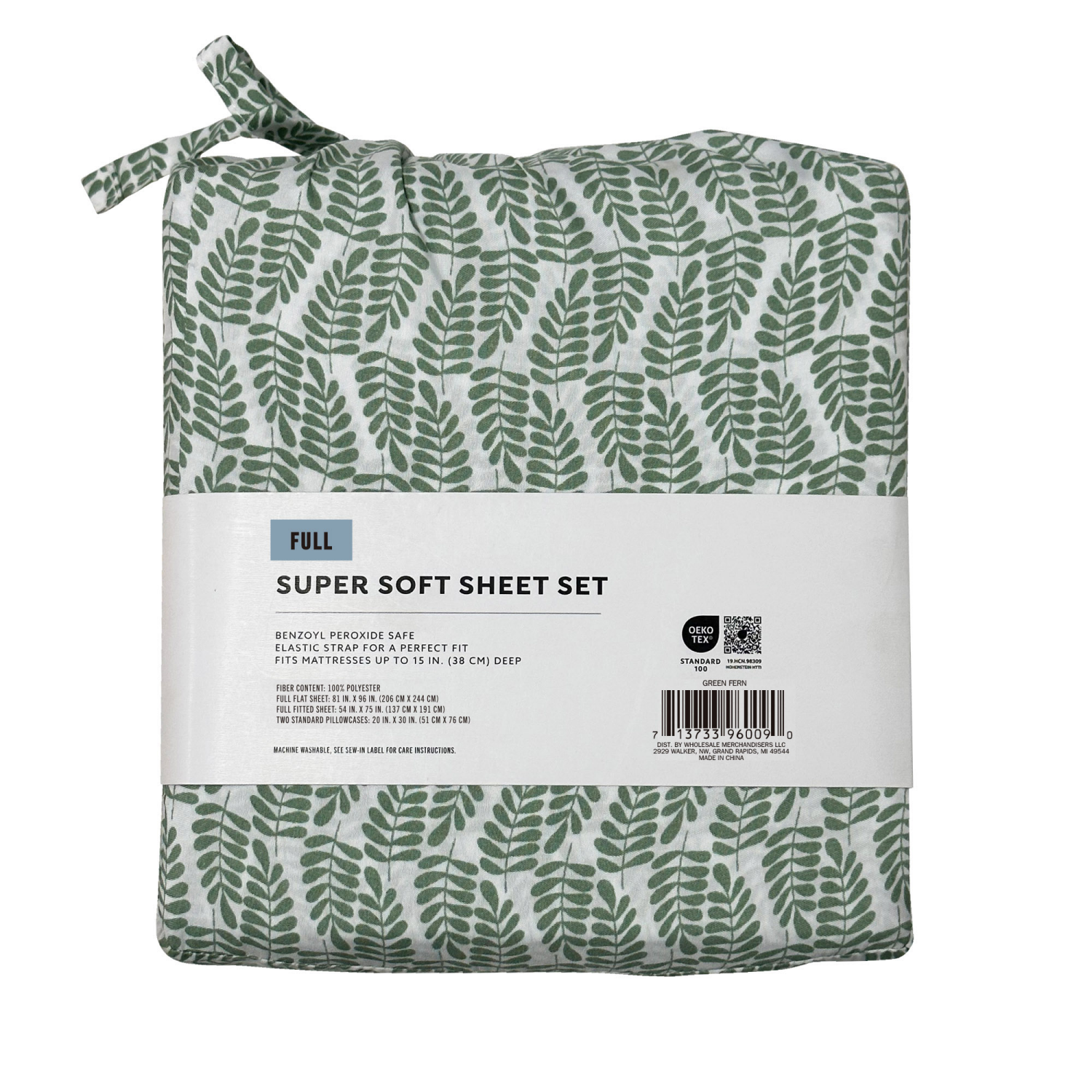 slide 2 of 4, Havenstay Sheets, Full, Green Fern, Full Size