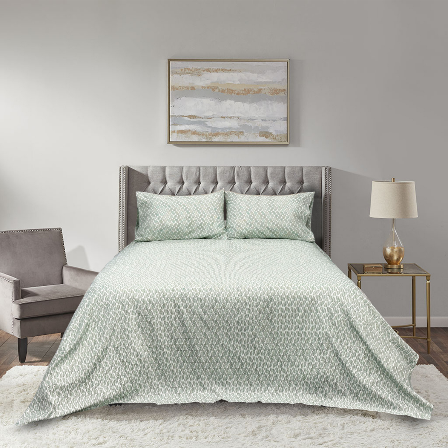 slide 3 of 4, Havenstay Sheets, King, Green Fern, King Size