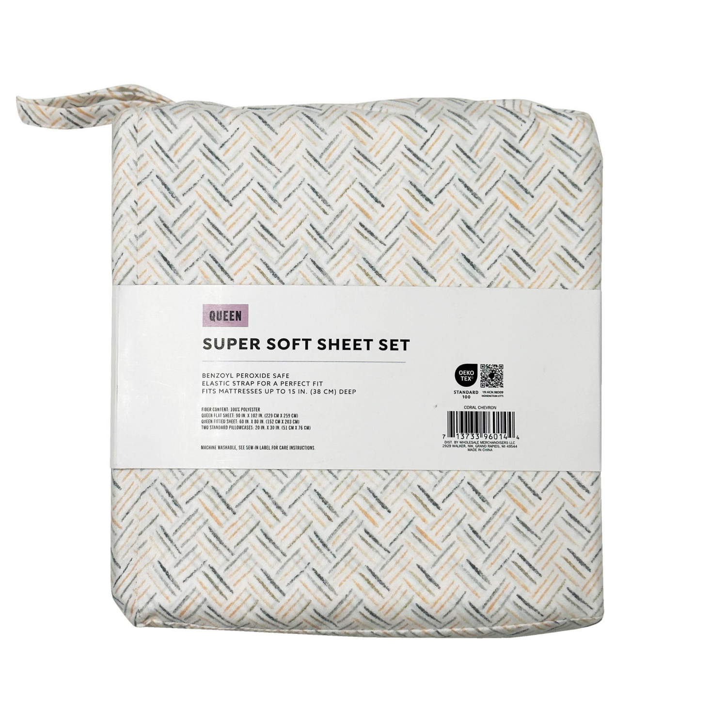 slide 2 of 4, Havenstay Sheets, Queen, Coral Chevron, Queen Size