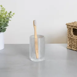 Room & Retreat Cordelia Tumbler for Countertop Storage, Clear Ribbed Glass