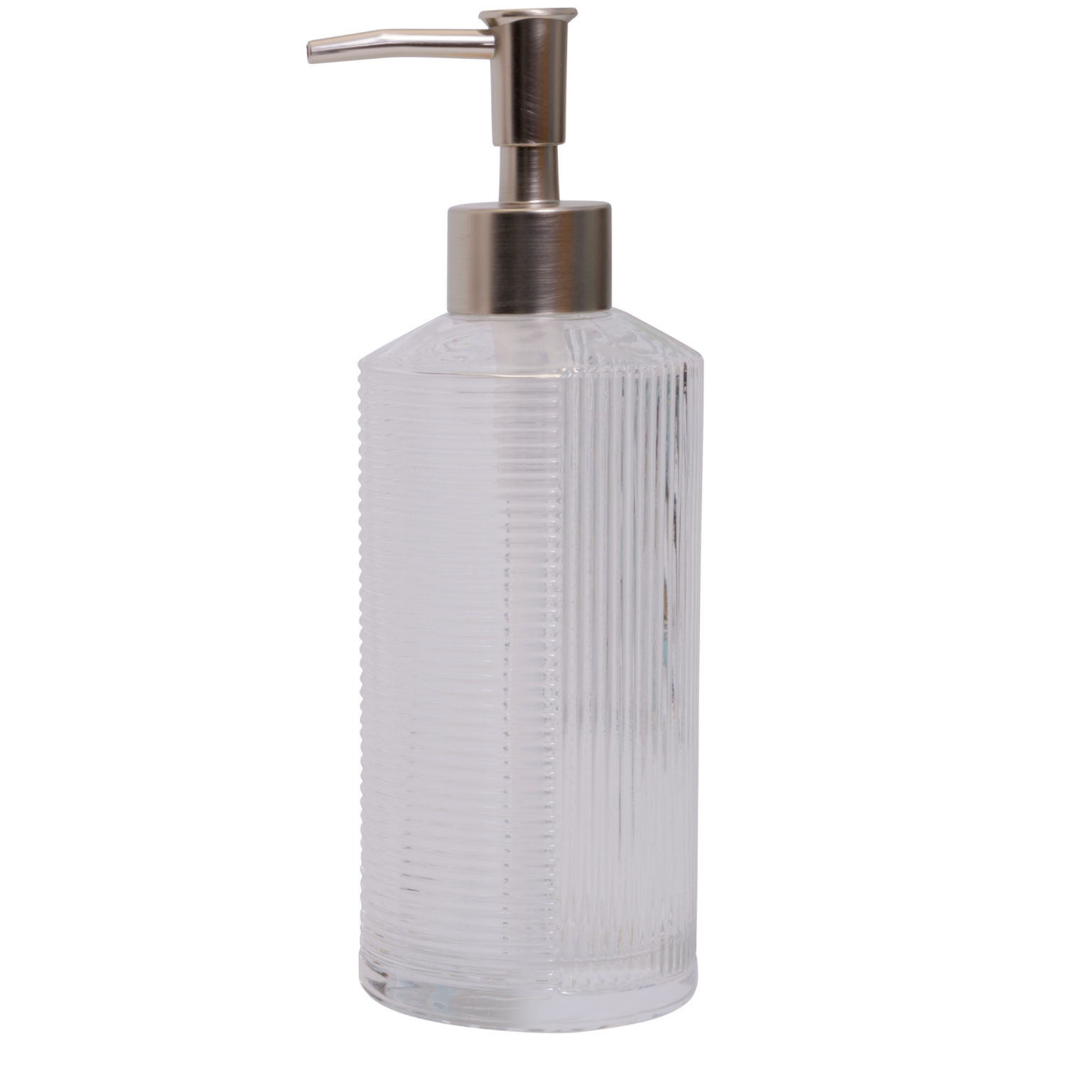 slide 2 of 2, Room & Retreat Cordelia Soap Dispenser or Lotion Pump, Clear Ribbed Glass, 1 ct
