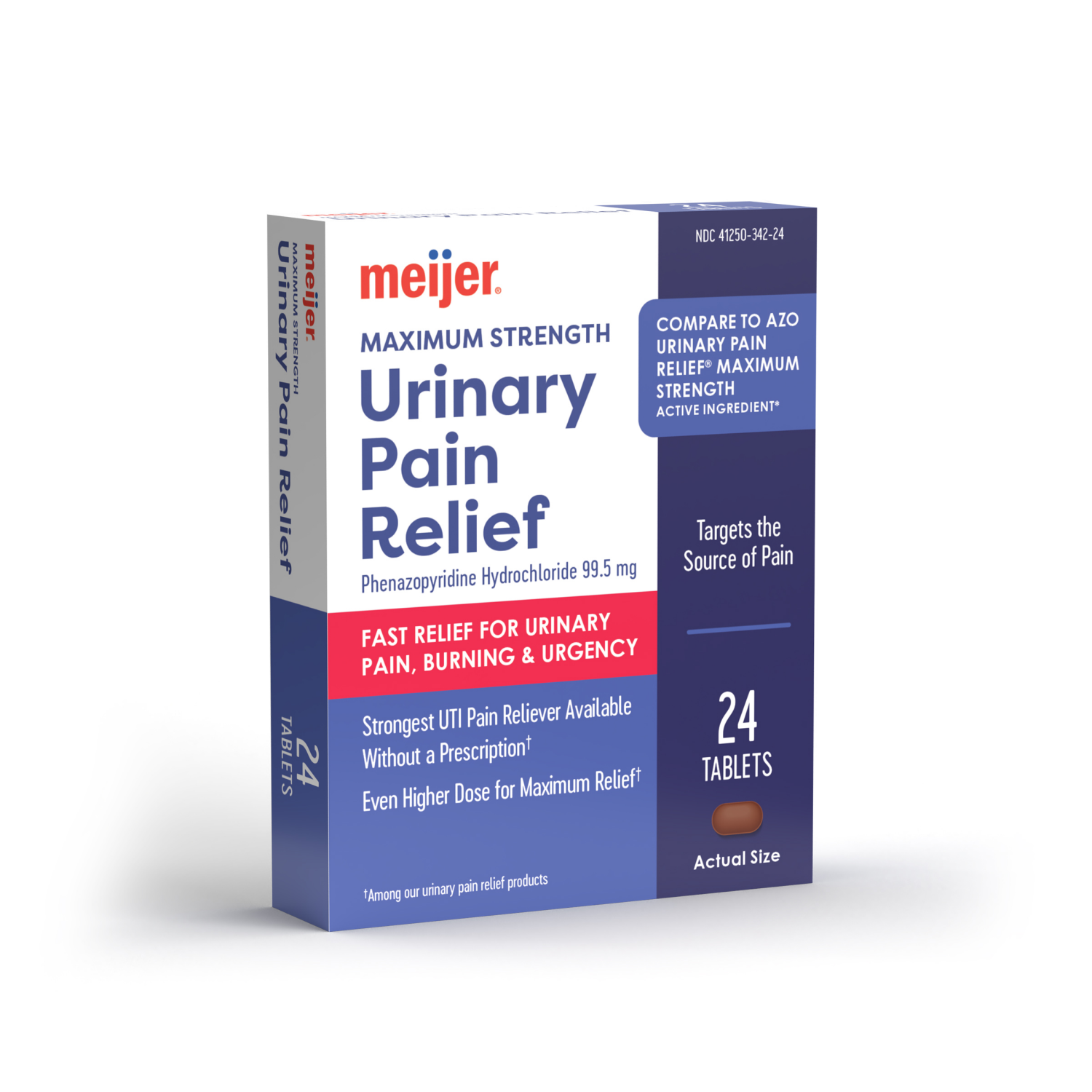 slide 4 of 5, Meijer Urinary Pain Relief Max Strength, 99.5mg, 24 ct
