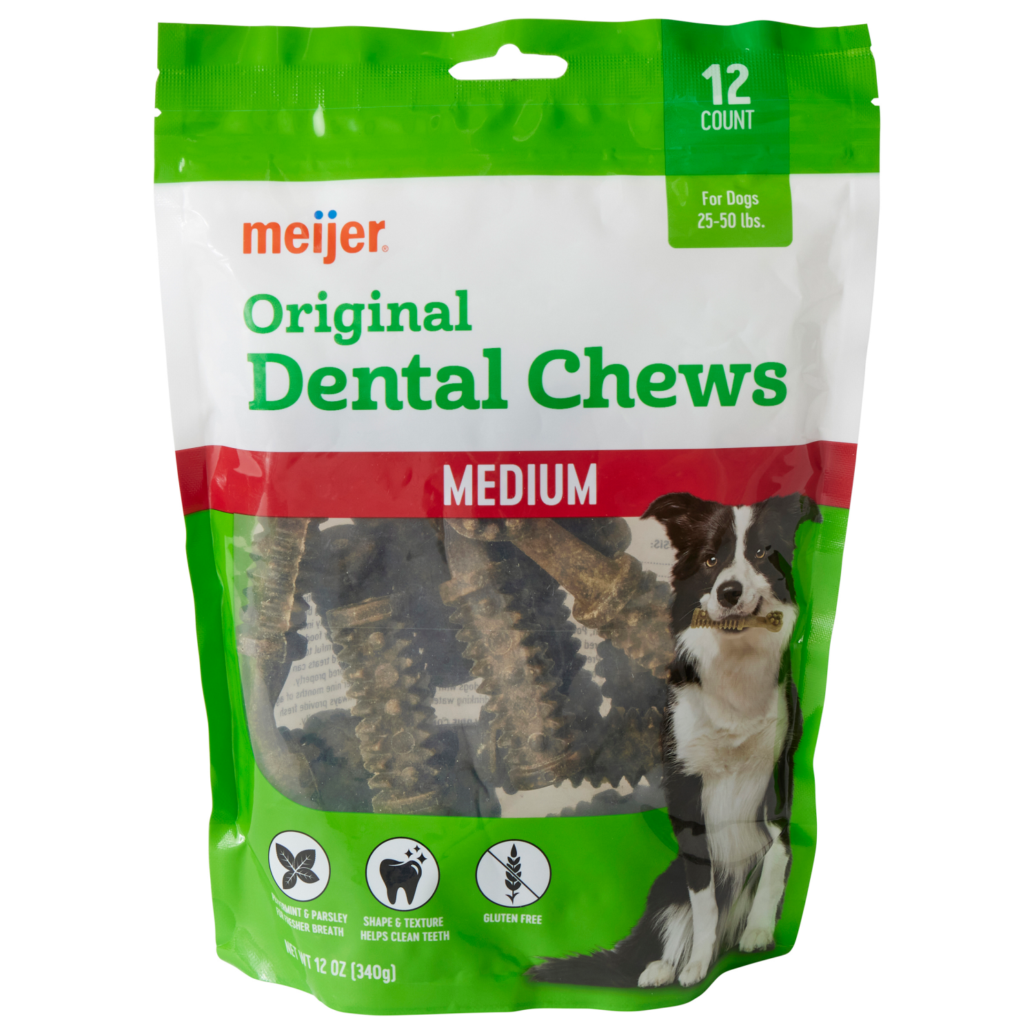 slide 1 of 3, Meijer Dental Chews Medium 12oz, 12 oz
