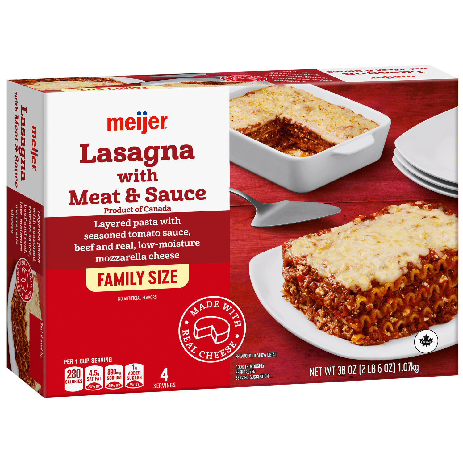 slide 4 of 5, Meijer Frozen Lasagna with Meat and Sauce Family Size, 38 oz