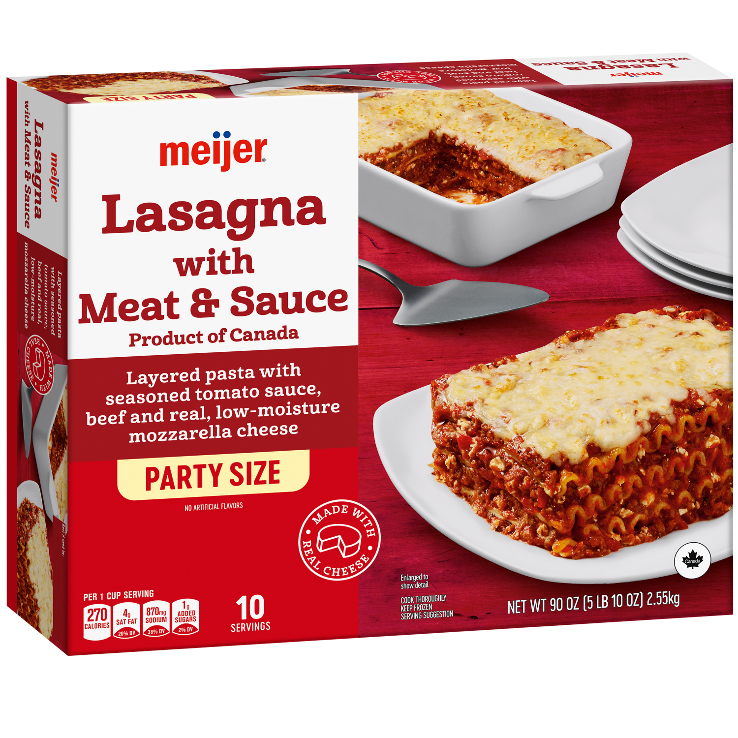 slide 4 of 5, Meijer Frozen Lasagna with Meat and Sauce Party Size, 90 oz