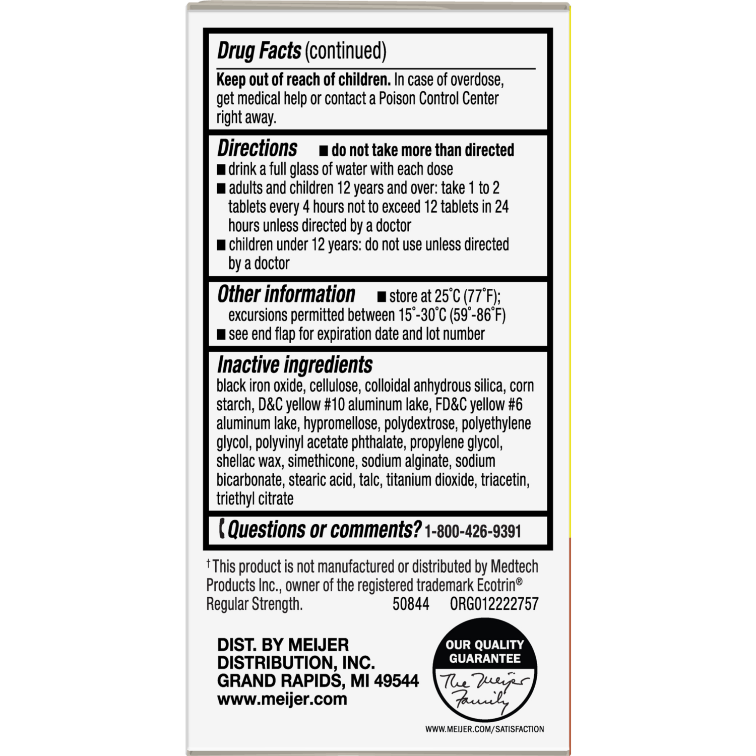 slide 2 of 4, MEIJER ASPIRIN ENT COAT 325MG TAB 125 CT, 325mg, 125 ct