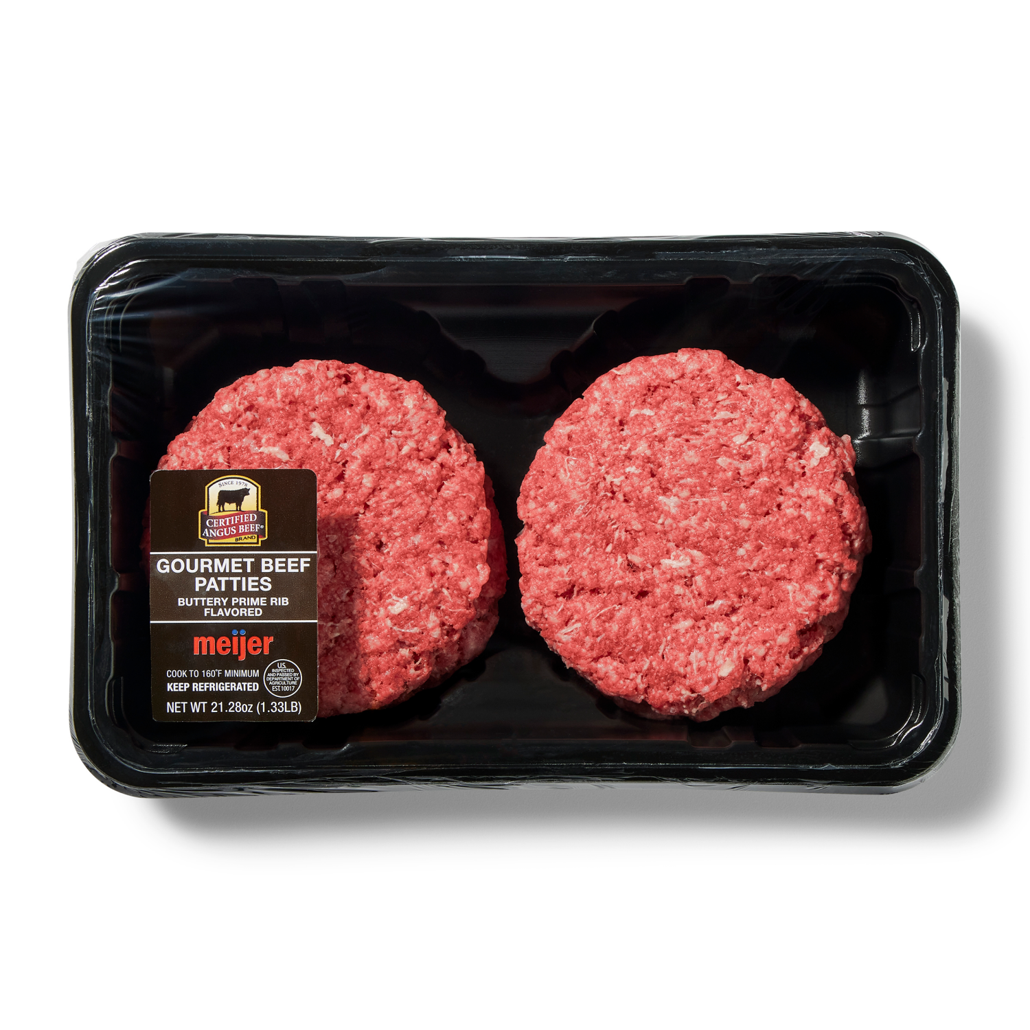 slide 1 of 4, Fresh From Meijer Certified Angus Beef Buttery Prime Rib Flavored Patties, 4ct, 1.33 lb