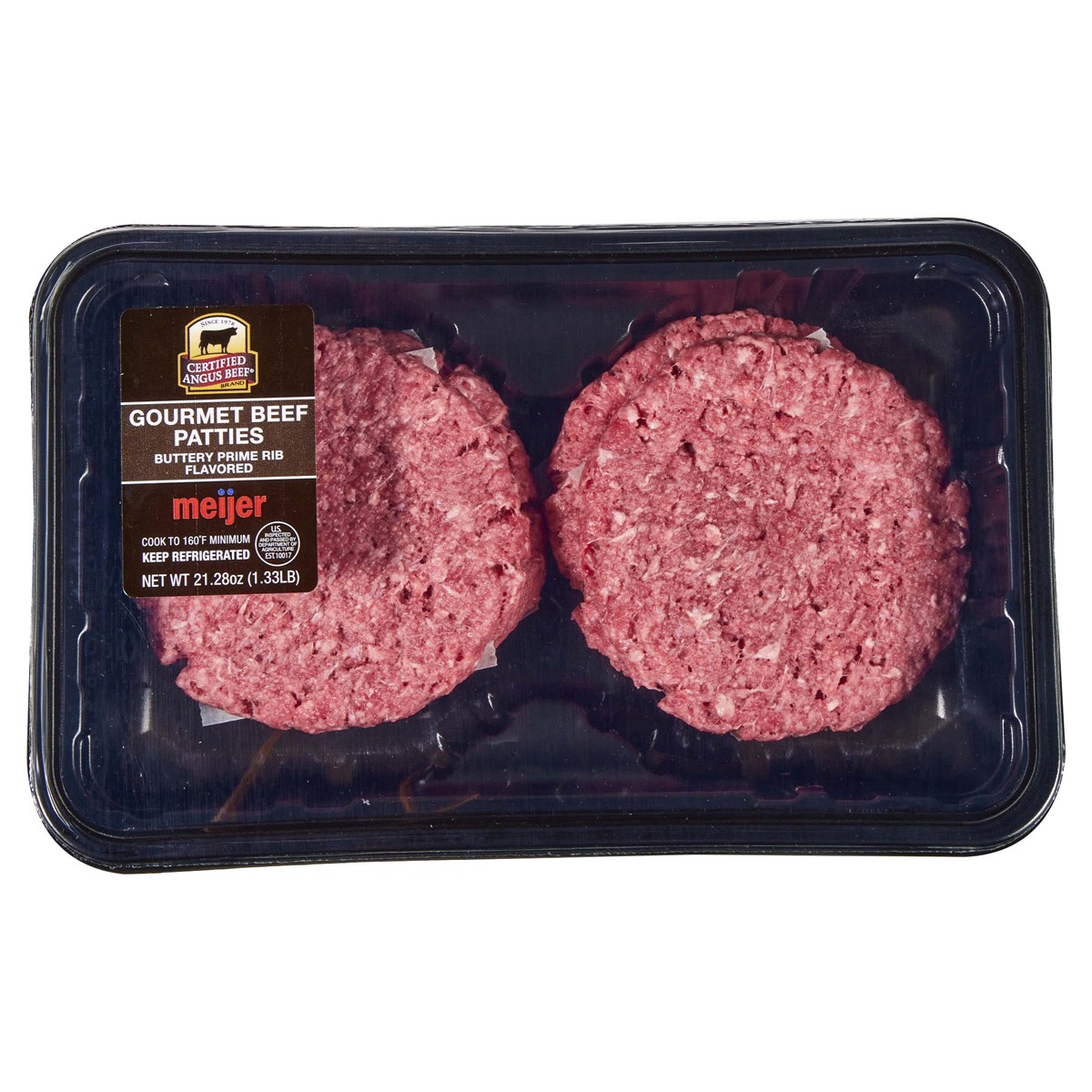 slide 1 of 5, Fresh From Meijer Certified Angus Beef Buttery Prime Rib Flavored Patties, 4 ct