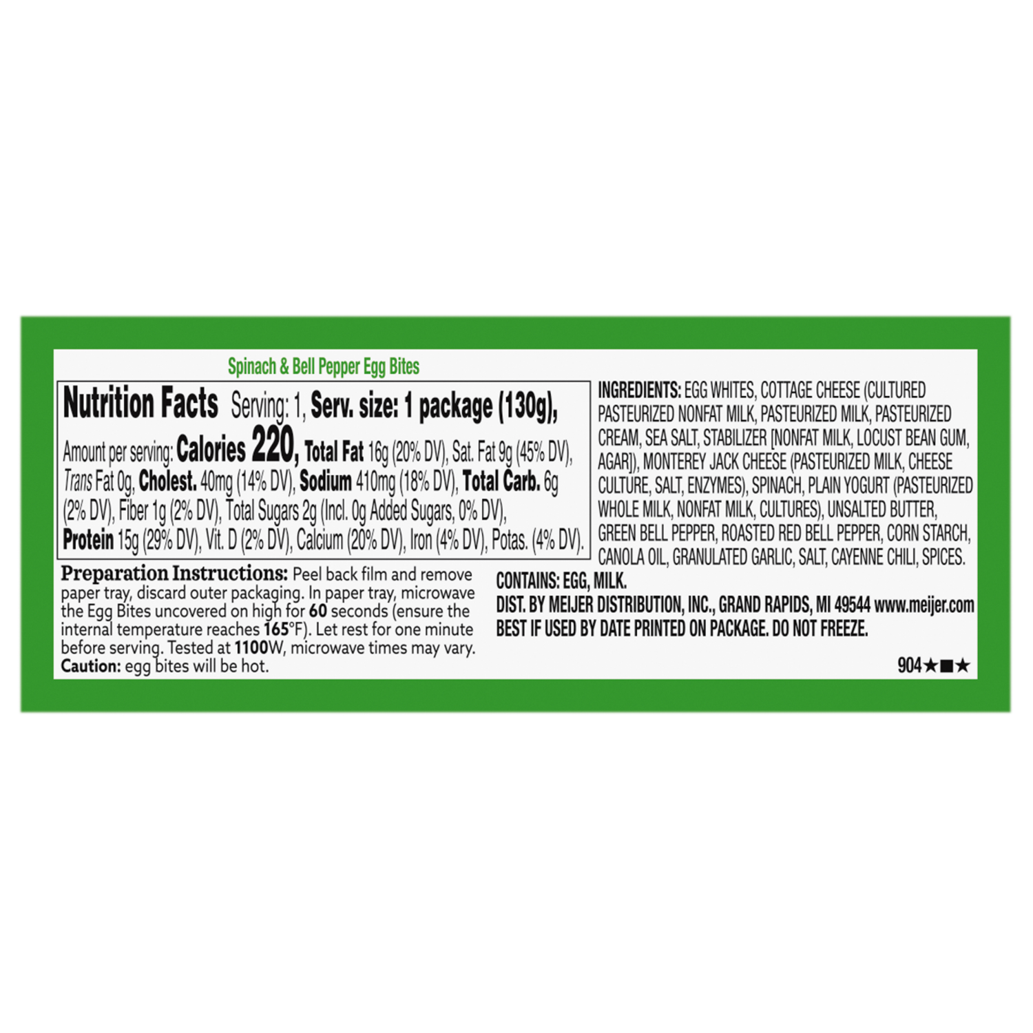 slide 3 of 3, TRUE GOODNESS Spinach & Bell Pepper Egg White Bites, 4.6 oz