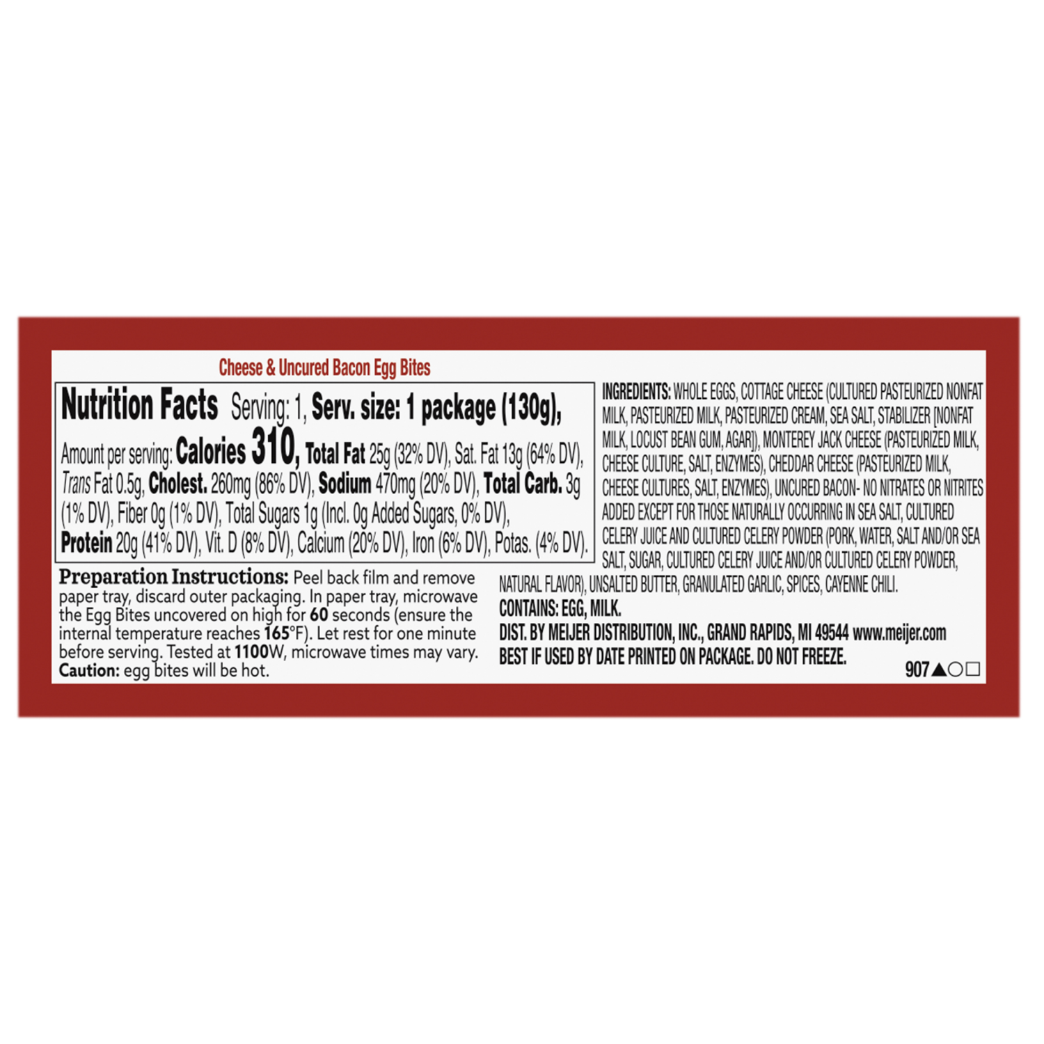 slide 3 of 3, TRUE GOODNESS Uncured Bacon & Cheese egg bites, 4.6 oz