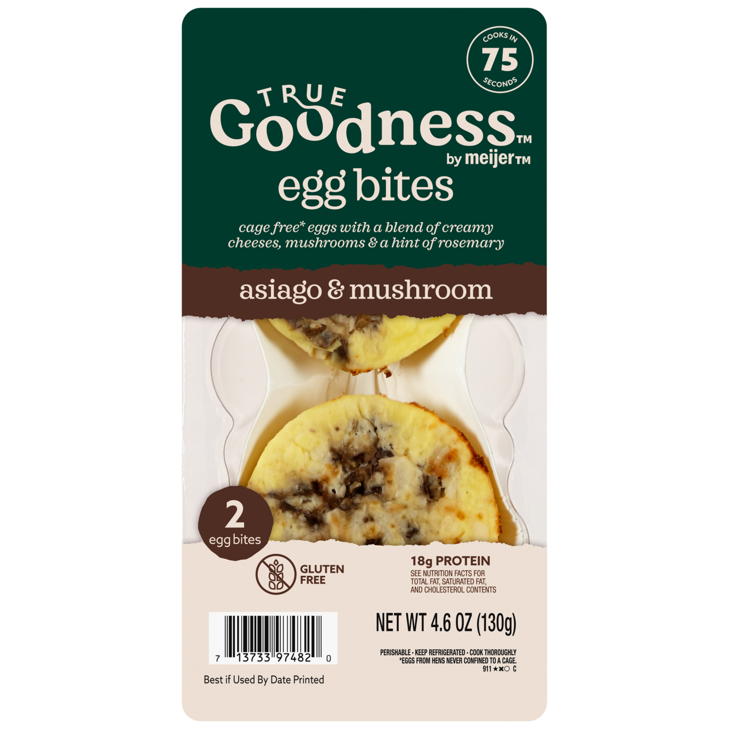 slide 1 of 2, TRUE GOODNESS Mushroom & Asiago Egg Bites, 4.6 oz