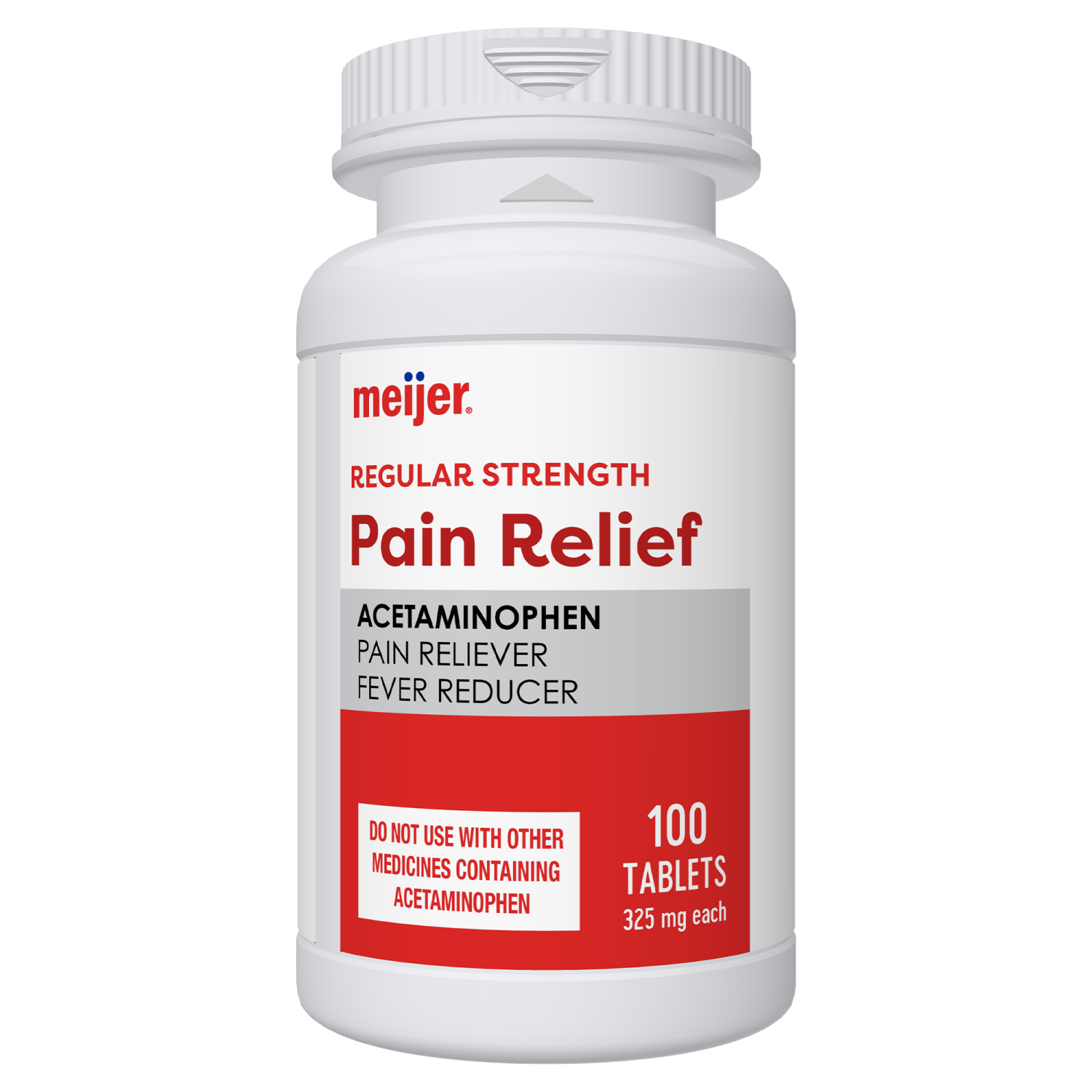 slide 2 of 2, Meijer Pain Relief Reg 325mg Tab 100ct, 100 ct; 325 mg