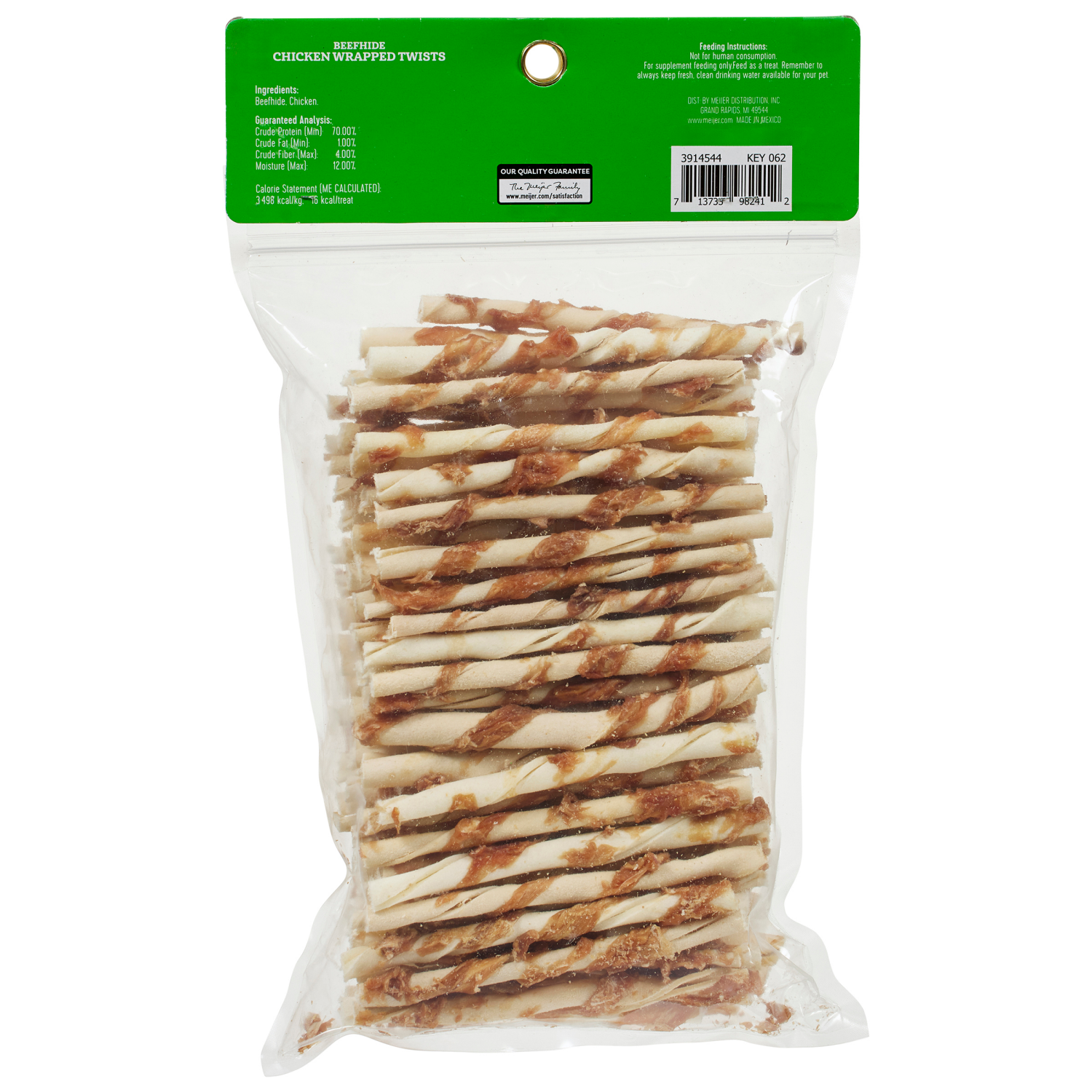 slide 2 of 3, Meijer Chicken Wrapped Beefhide Twist Sticks, 100 Count, 100 ct