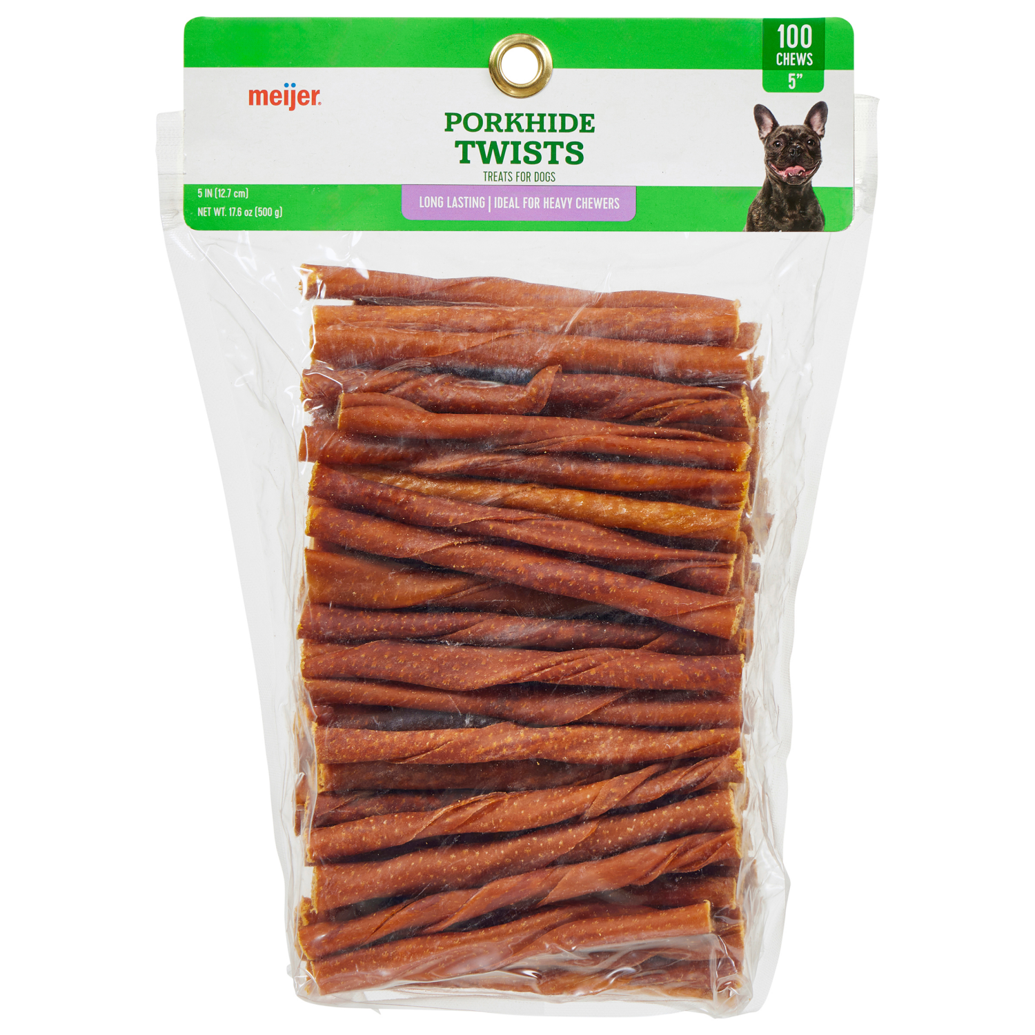 slide 1 of 3, Meijer Porkhide Twist Sticks, 5, 100 Count, 100 ct