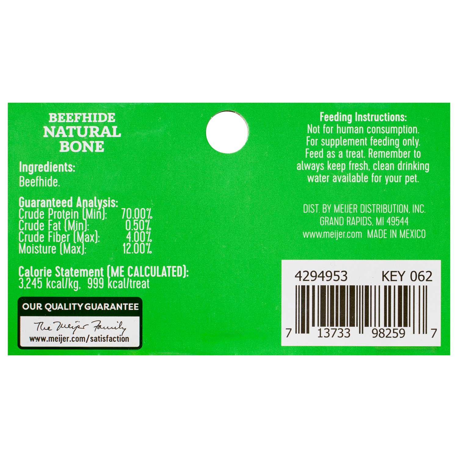 slide 3 of 3, Meijer American Beefhide Natural Dog Bone, 12 in, 1 ct