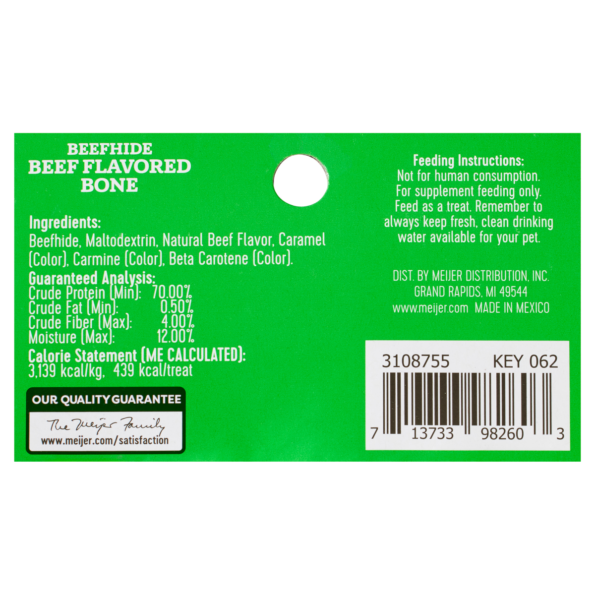 slide 3 of 3, Meijer Main Choice 9" Beef Flavored Beefhide Bone, 1 ct, 1 ct