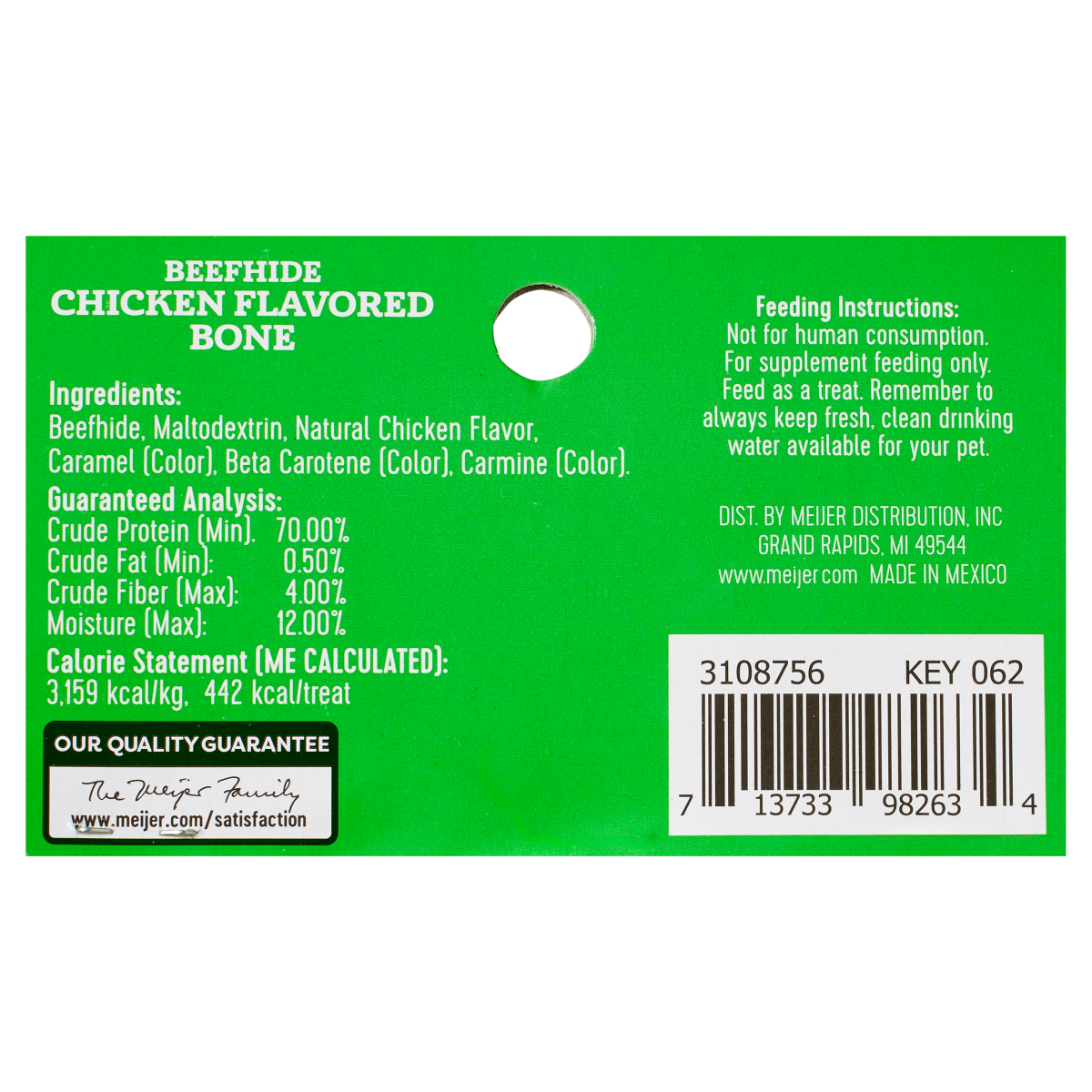 slide 3 of 3, Meijer Main Choice 9" Chicken Flavored Beefhide Bone, 1 ct, 1 ct