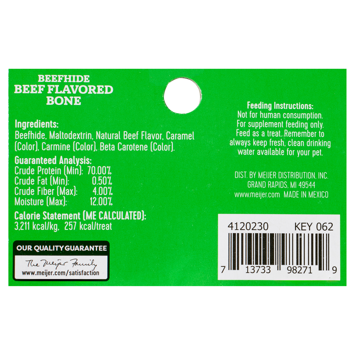 slide 3 of 3, Meijer Main Choice Beef Basted Rawhide Bone, 6", 6 in