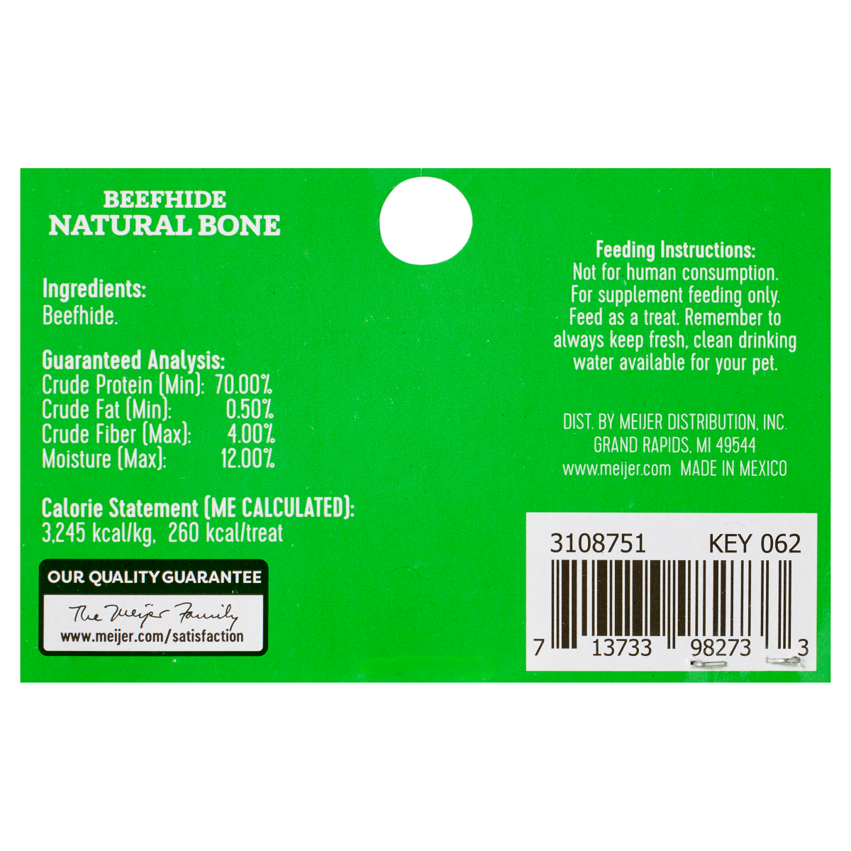 slide 3 of 3, Meijer Main Choice 6" Beefhide Bone, 1 ct, 1 ct