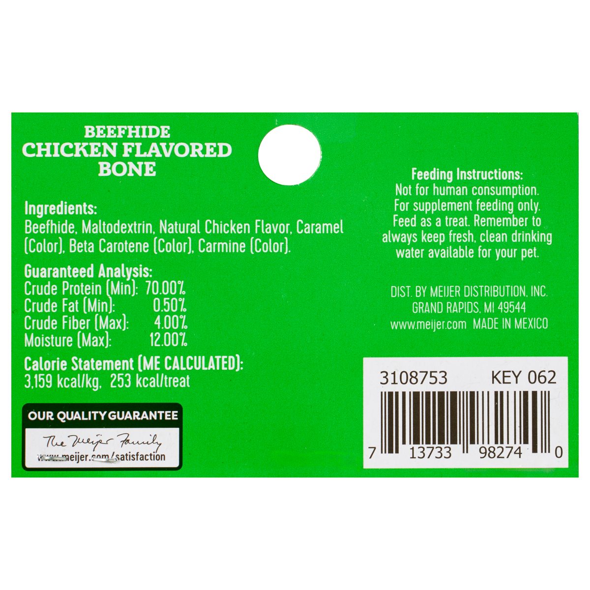 slide 3 of 3, Meijer Main Choice 6" Chicken Flavored Beefhide Bone, 1 ct, 1 ct